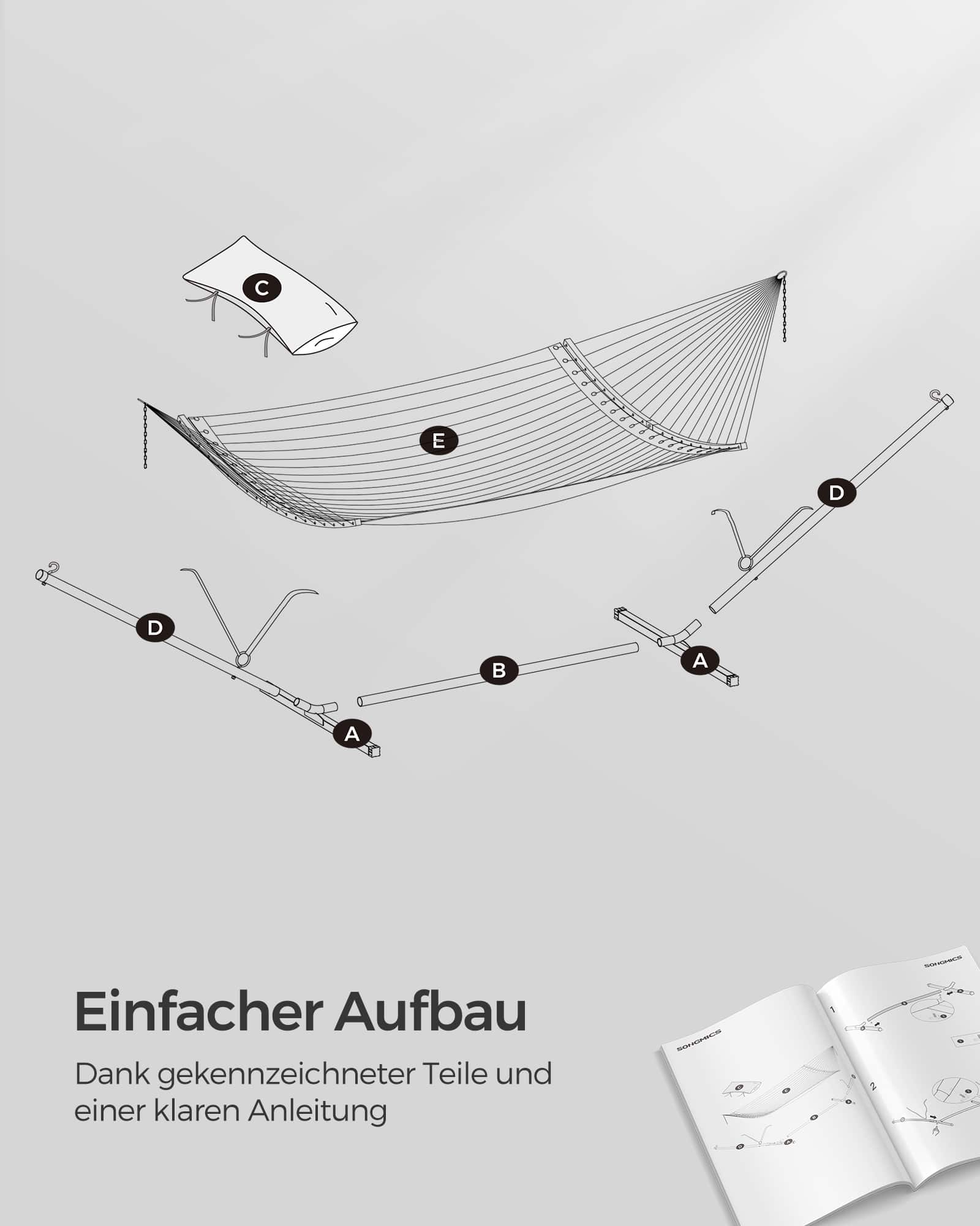 Hängematte mit Gestell aus Metall grau Hängematte mit Gestell aus Metall grau