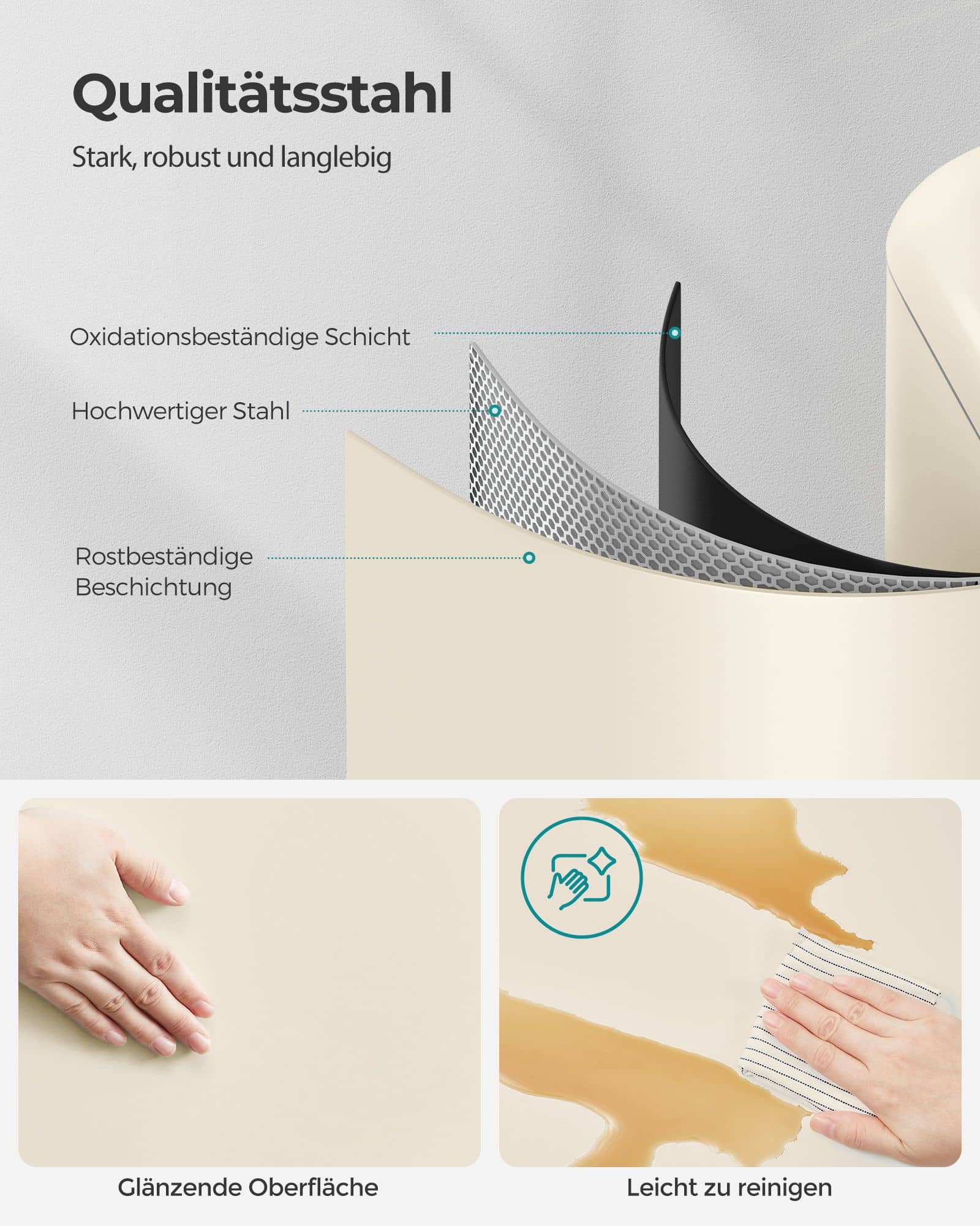 Treteimer mit Inneneimer Cremeweiß-B34LTB001A01 Treteimer mit Inneneimer Cremeweiß-B34LTB001A01