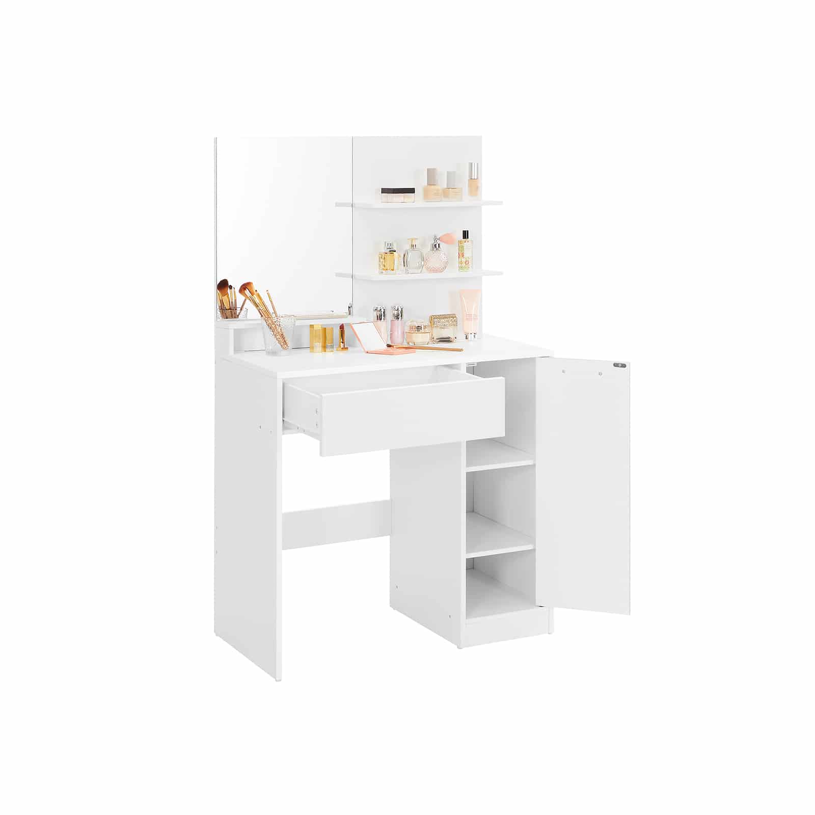Schminktisch mit Ablagen und Schublade Weiß-B34RDT119W01 Schminktisch mit Ablagen und Schublade Weiß-B34RDT119W01