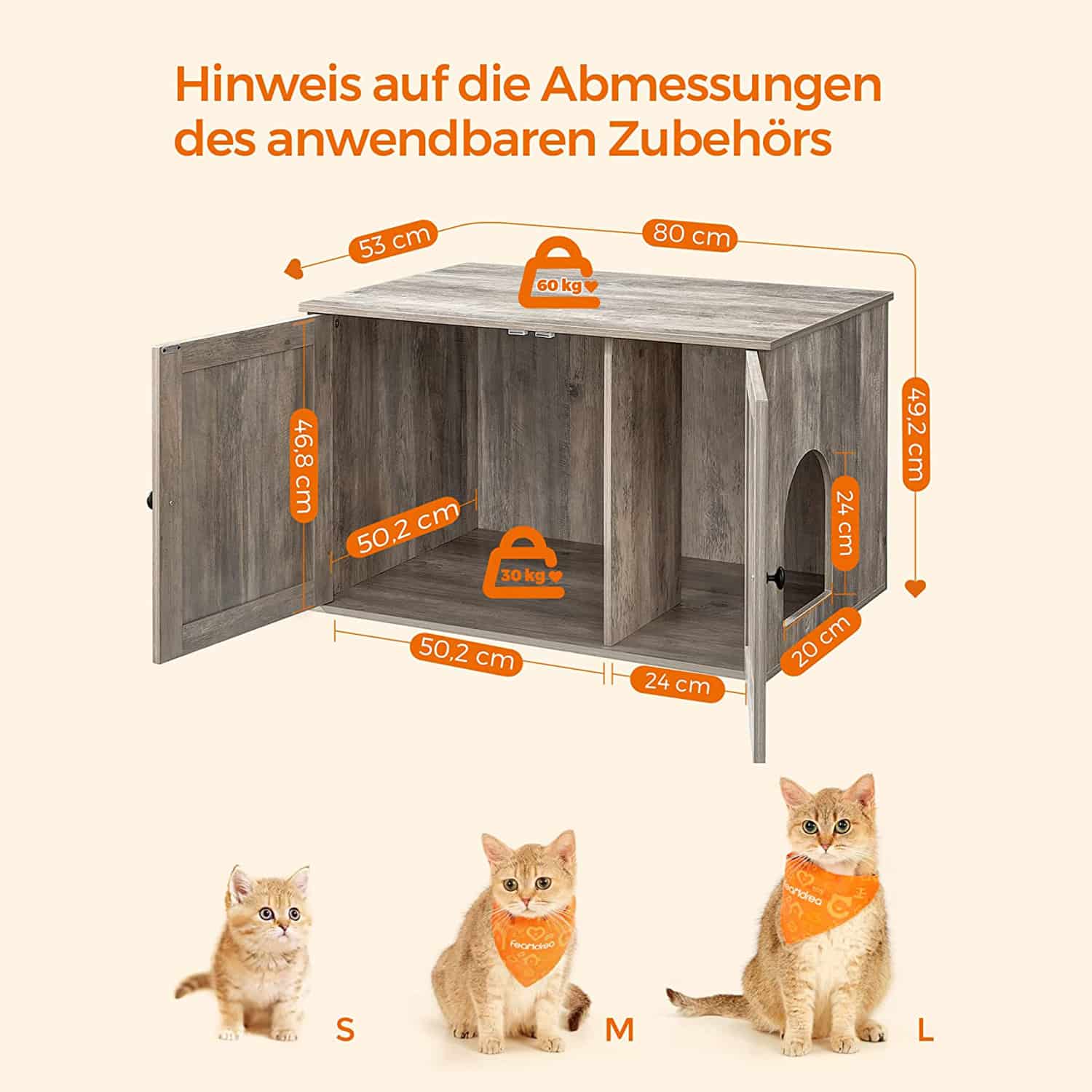 Katzenklo-Schrank mit Türen-B34PCL002G01