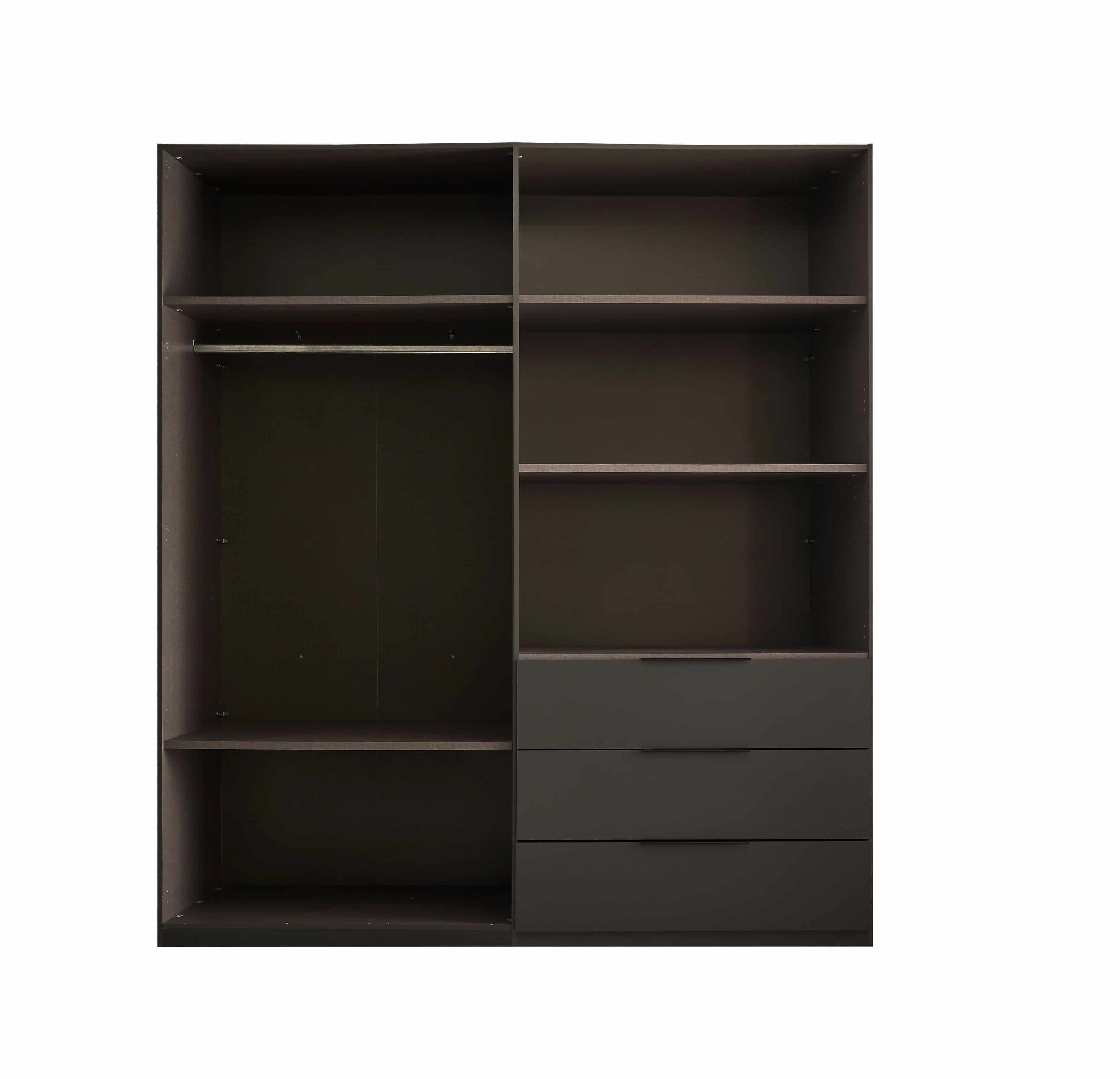 Kombi-Kleiderschrank Nuka von SchlafKONTOR – 4 Türen, 3 Schubladen, moderner Kleiderschrank in graphit & hellgrau Kombi-Kleiderschrank Nuka von SchlafKONTOR – 4 Türen, 3 Schubladen, moderner Kleiderschrank in graphit & hellgrau