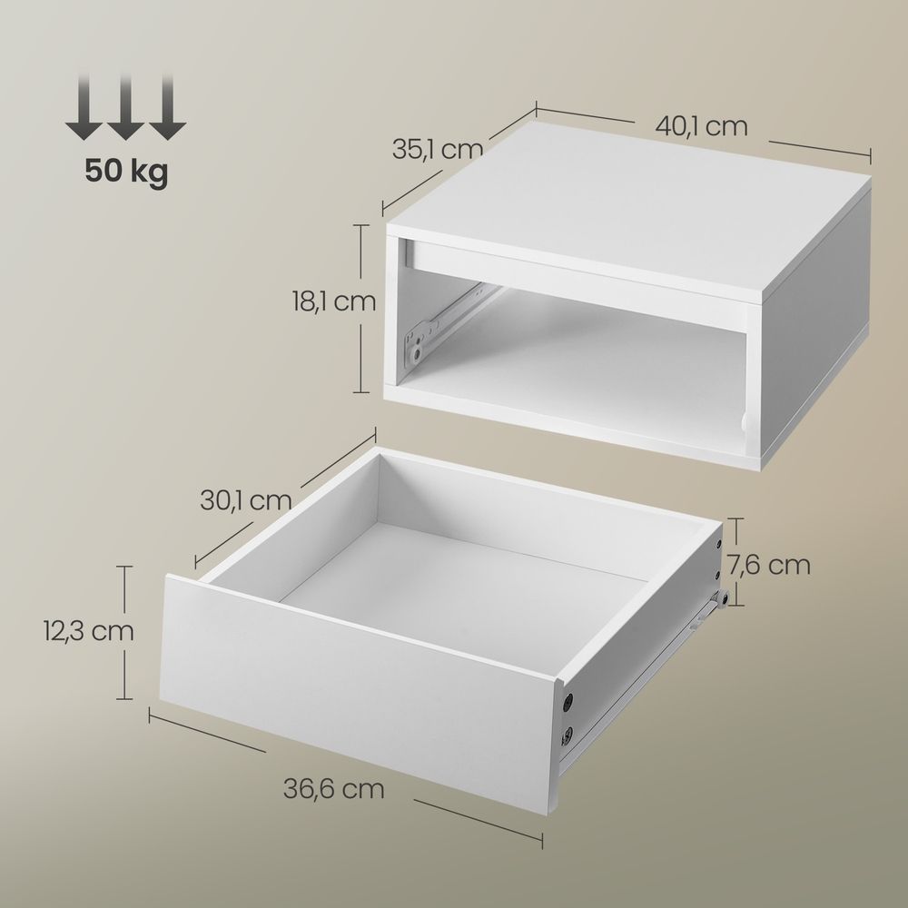 Nachttisch hängend 2er Set mit Leuchten wolkenweiß Nachttisch hängend 2er Set mit Leuchten wolkenweiß