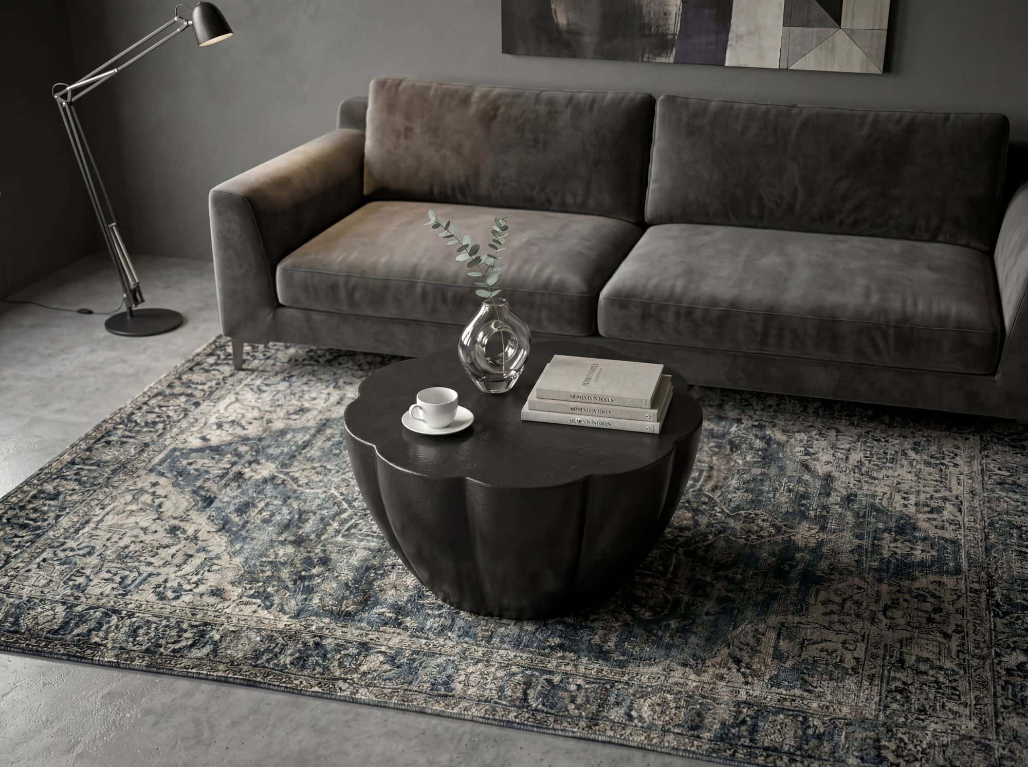 Couchtisch Aluminium 60cm Blütenform Schwarz - Runder Wohnzimmertisch - Design Sofatisch - Moderner Loungetisch - Beistelltisch Wohnzimmer Handmade Couchtisch Aluminium 60cm Blütenform Schwarz - Runder Wohnzimmertisch - Design Sofatisch - Moderner Loungetisch - Beistelltisch Wohnzimmer Handmade