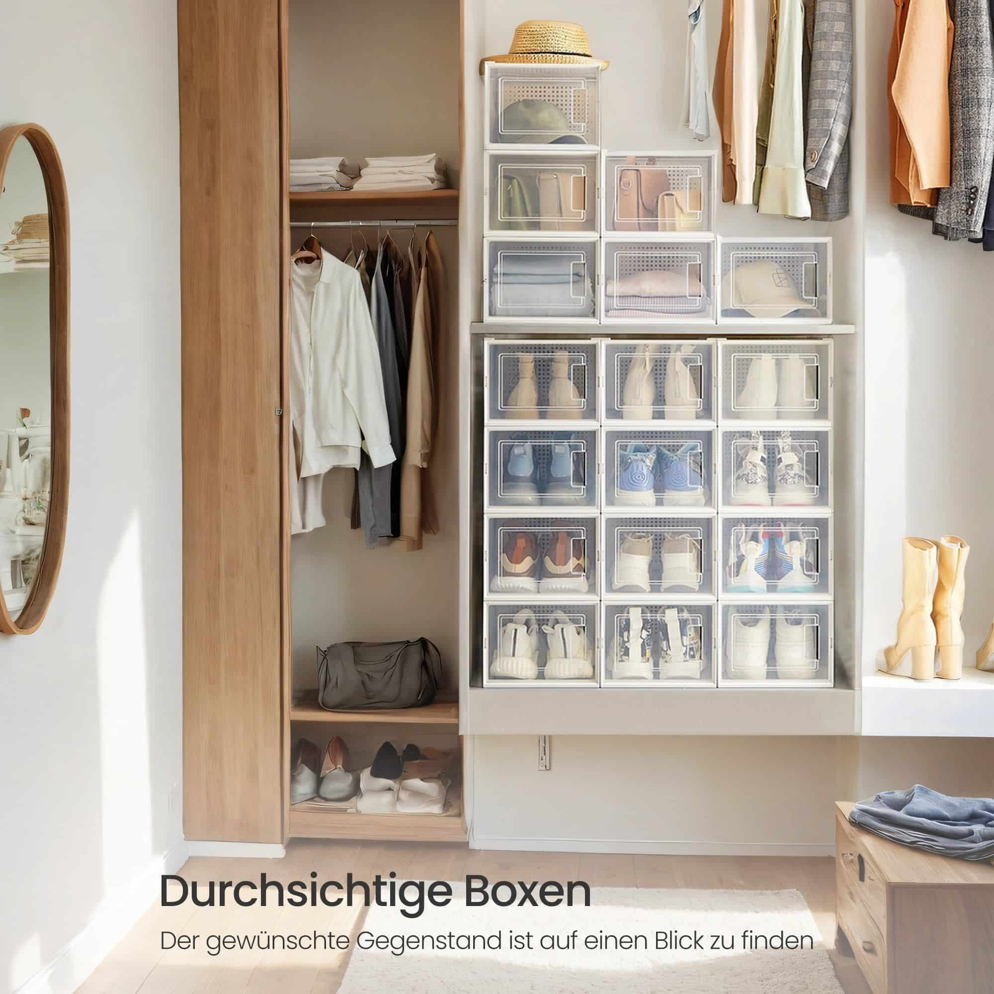 Schuhboxen, 18er Set, Schuh-Organizer aus Kunststoff Schuhboxen, 18er Set, Schuh-Organizer aus Kunststoff