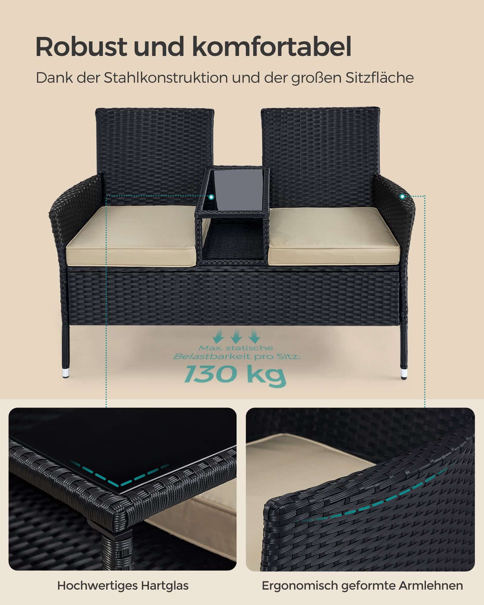 Balkonmöbel aus PE-Polyrattan mit Tisch Balkonmöbel aus PE-Polyrattan mit Tisch