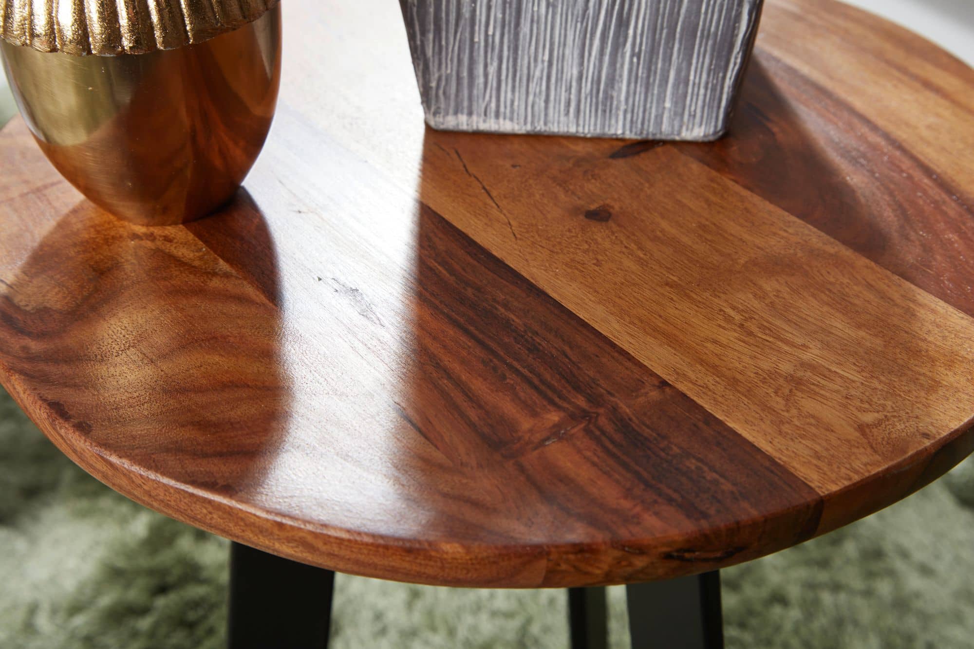 Beistelltisch 35 x 37 x 35 cm WL5.665 Sheesham Holz Metall Couchtisch Beistelltisch 35 x 37 x 35 cm WL5.665 Sheesham Holz Metall Couchtisch