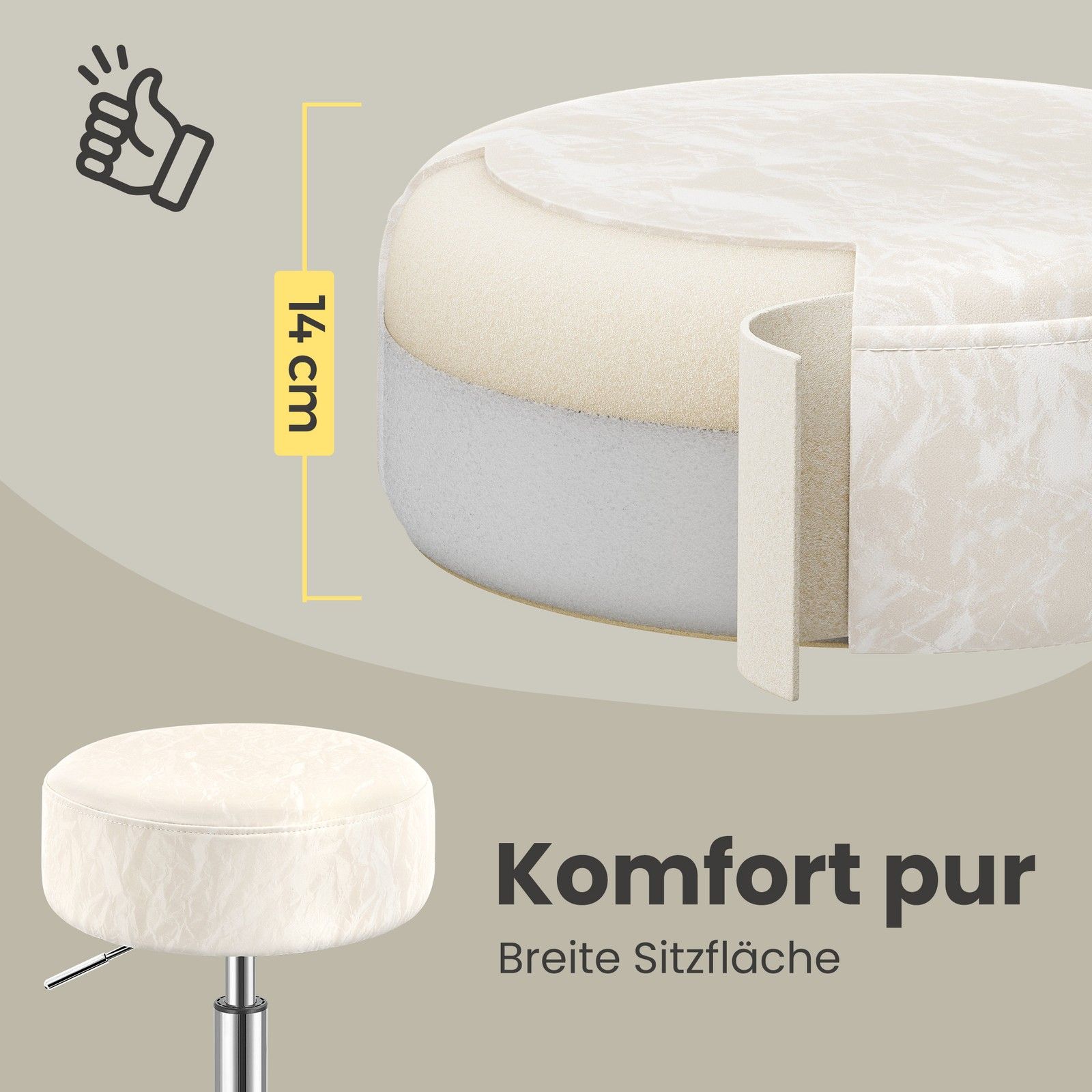 Sitzhocker, Schminkstuhl, höhenverstellbar