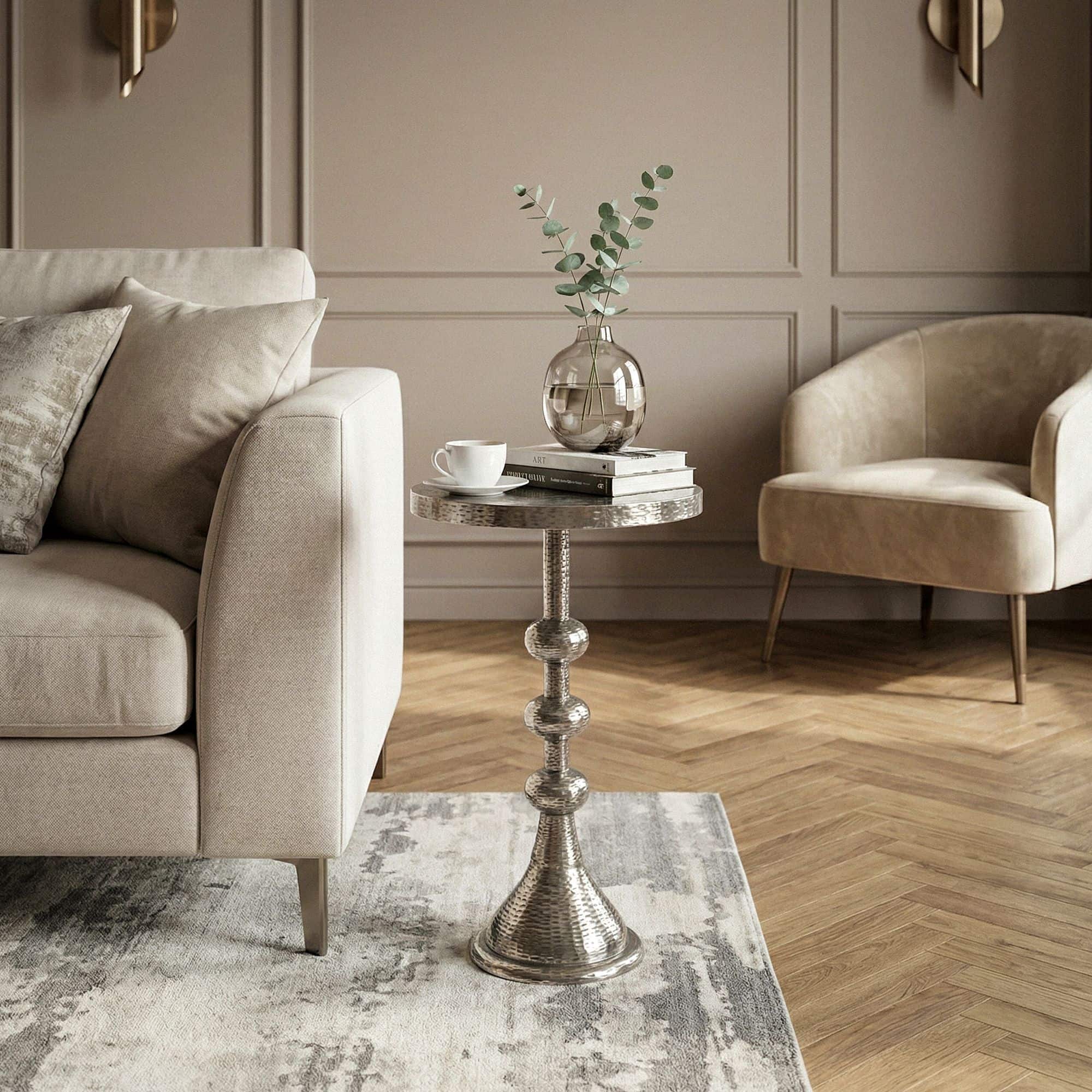 Beistelltisch Aluminium Silber 30cm Runder Anstelltisch Metall - Dekotisch Alu orientalisch - Wohnzimmertisch klein - Design Couchtisch Sofatisch Wohnzimmer Orient Handmade Beistelltisch Aluminium Silber 30cm Runder Anstelltisch Metall - Dekotisch Alu orientalisch - Wohnzimmertisch klein - Design Couchtisch Sofatisch Wohnzimmer Orient Handmade