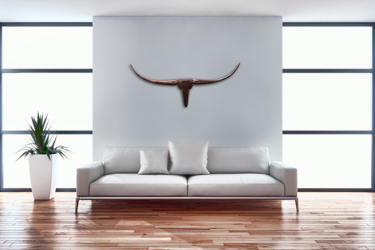 36354-Wohnling-Wanddekoration-Geweih-Bull-M-100-cm-Alu_2 Deko Geweih Bull M WL1.394 Bronze 100 cm Aluminium Design Hörner
