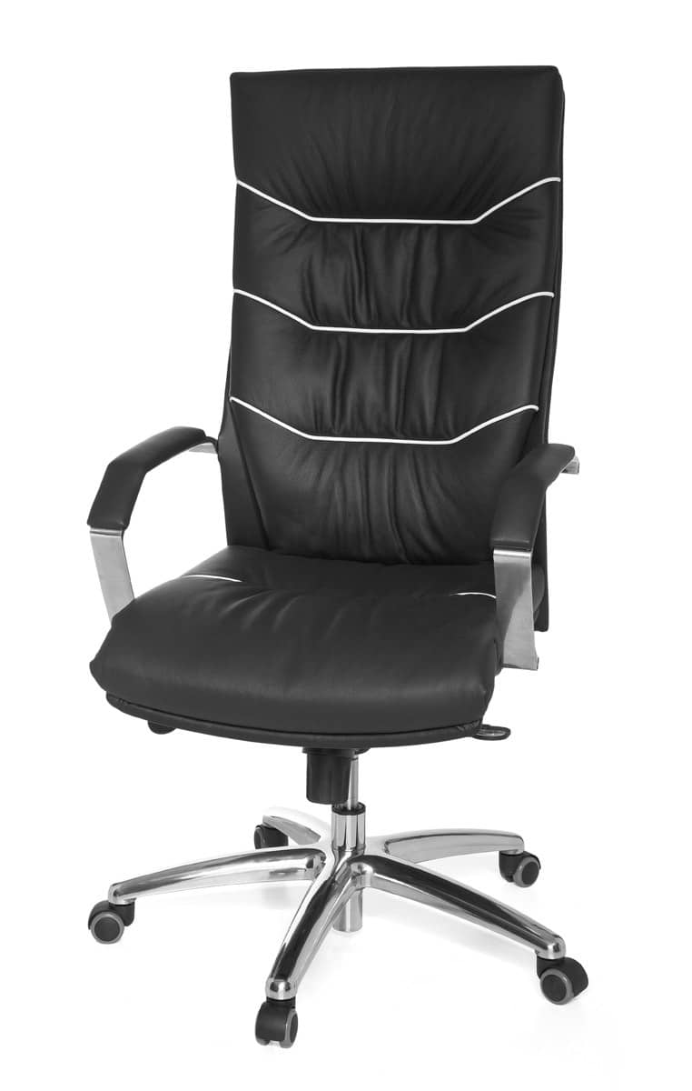 22823-002lkIEtEiktKBiY Bürostuhl Echt-Leder schwarz Schreibtischstuhl