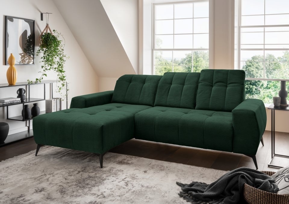 Ecksofa Sano von Benformato – Hochwertiges Cordsofa mit Elektrofunktion und verstellbaren Kopflehnen