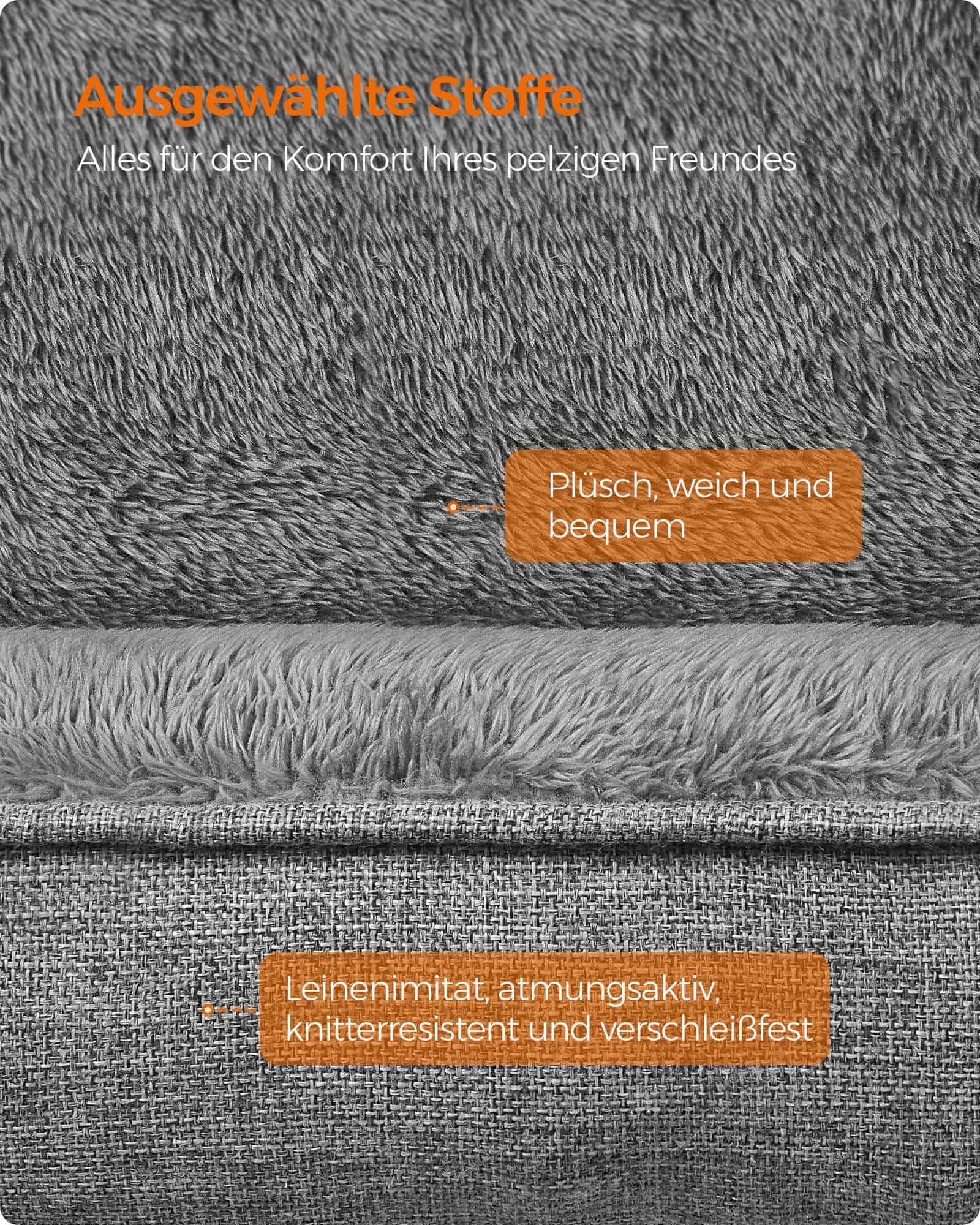 Hundebett mit abnehmbarem und waschbarem Bezug hellgrau-PGW009G02