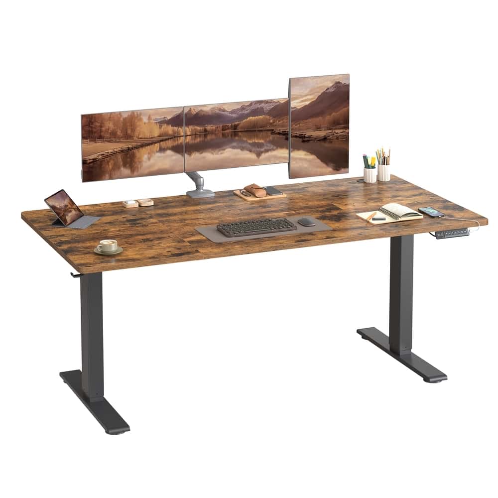 Höhenverstellbarer Schreibtisch elektrisch, 160 x 80 cm, mit USB-C-Anschluss