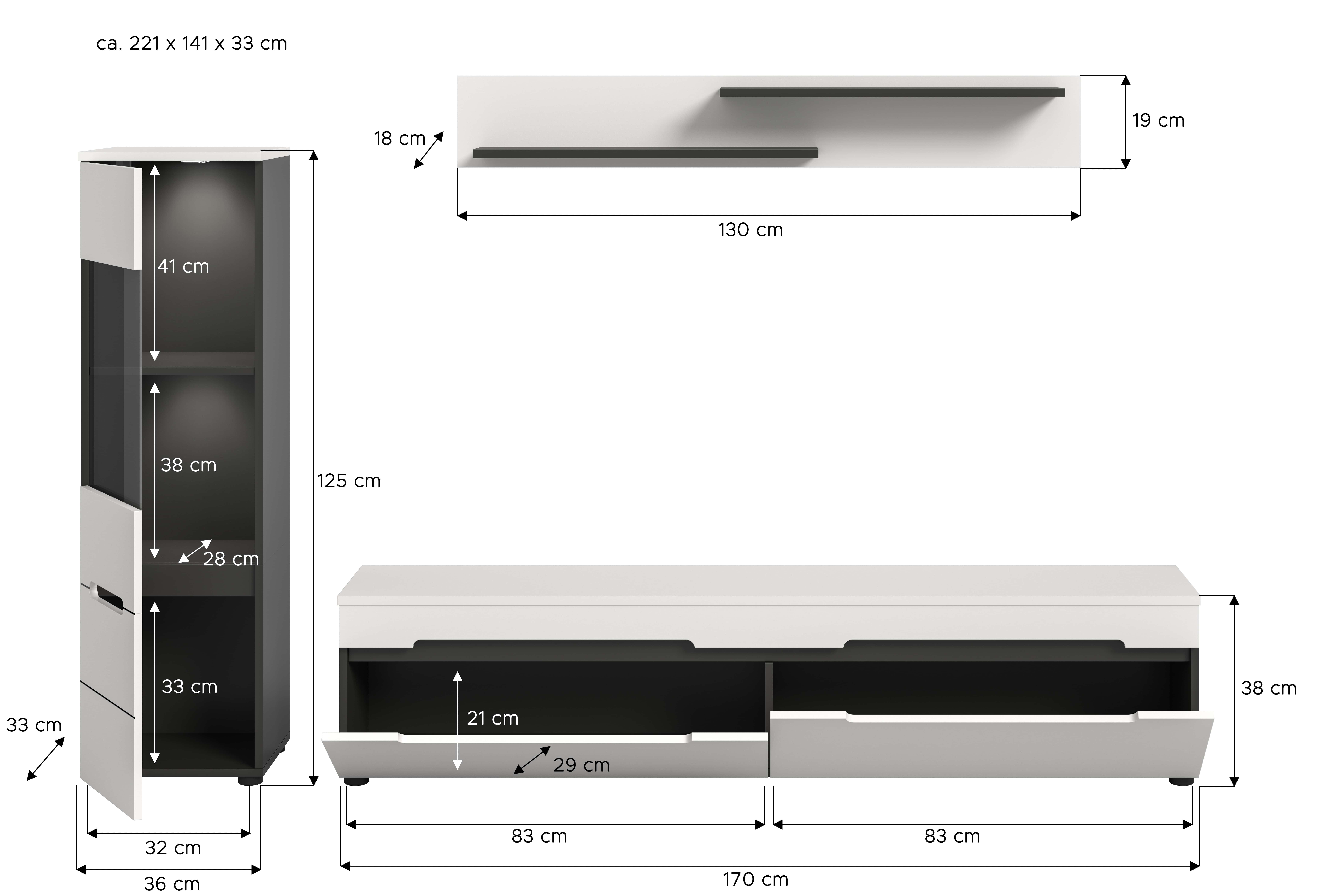 Canu Wohnkombination inkl Beleuchtung Canu Wohnkombination inkl Beleuchtung