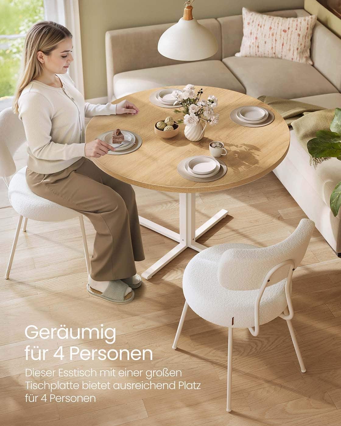 Runder Esstisch für 4 Personen für Esszimmer goldeichenfarben Runder Esstisch für 4 Personen für Esszimmer goldeichenfarben