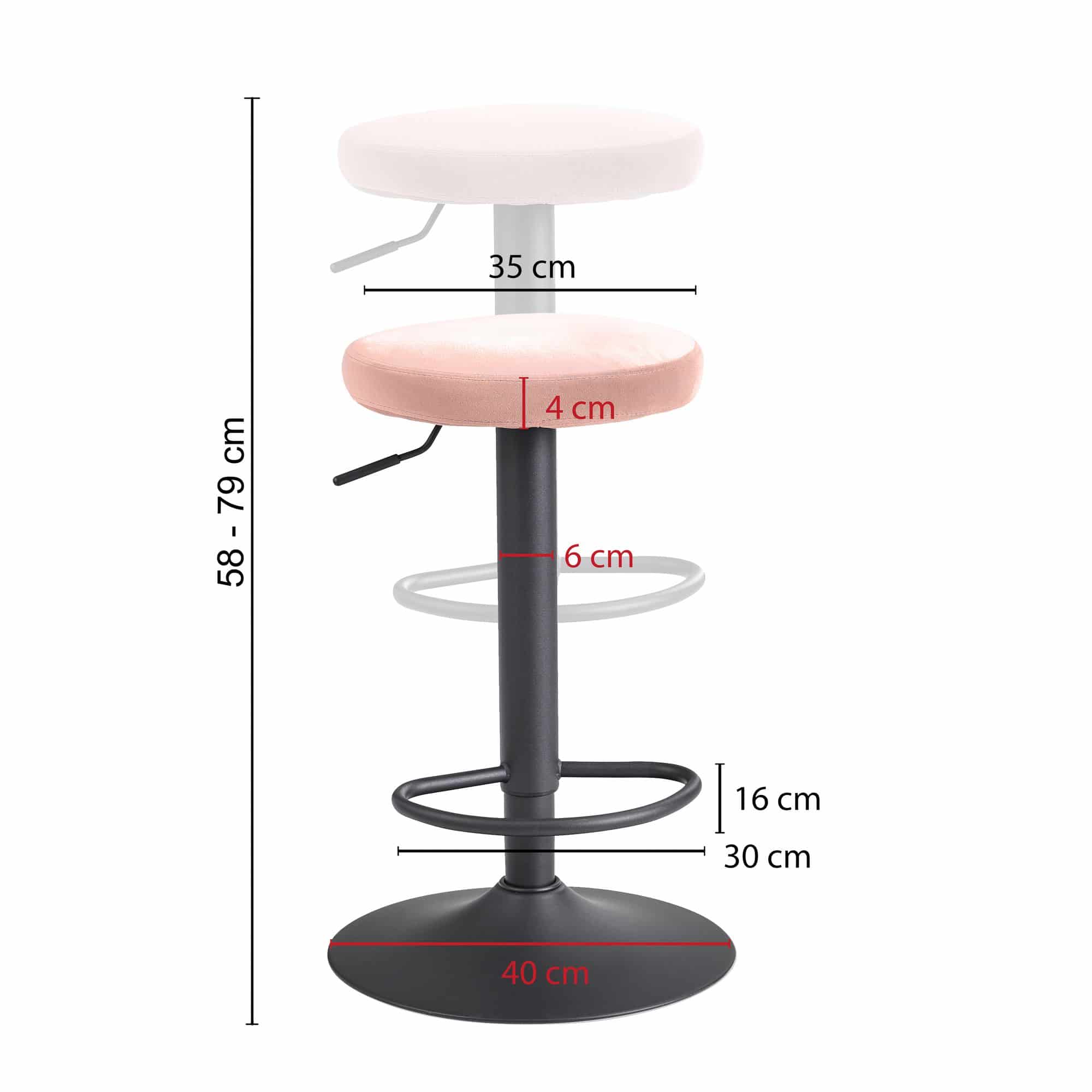 56597-WOHNLING-Barhocker-Samt-Rosa-Hocker-ohne-Lehne-Kuechenhocker-Stoff-Metall-100kg-Design-Barstuhl-Tresenhocker-drehbar-Bistrohocker-WL6-197-WL6-197 Komfortabler Samt-Barhocker: Praktisch und Chic
