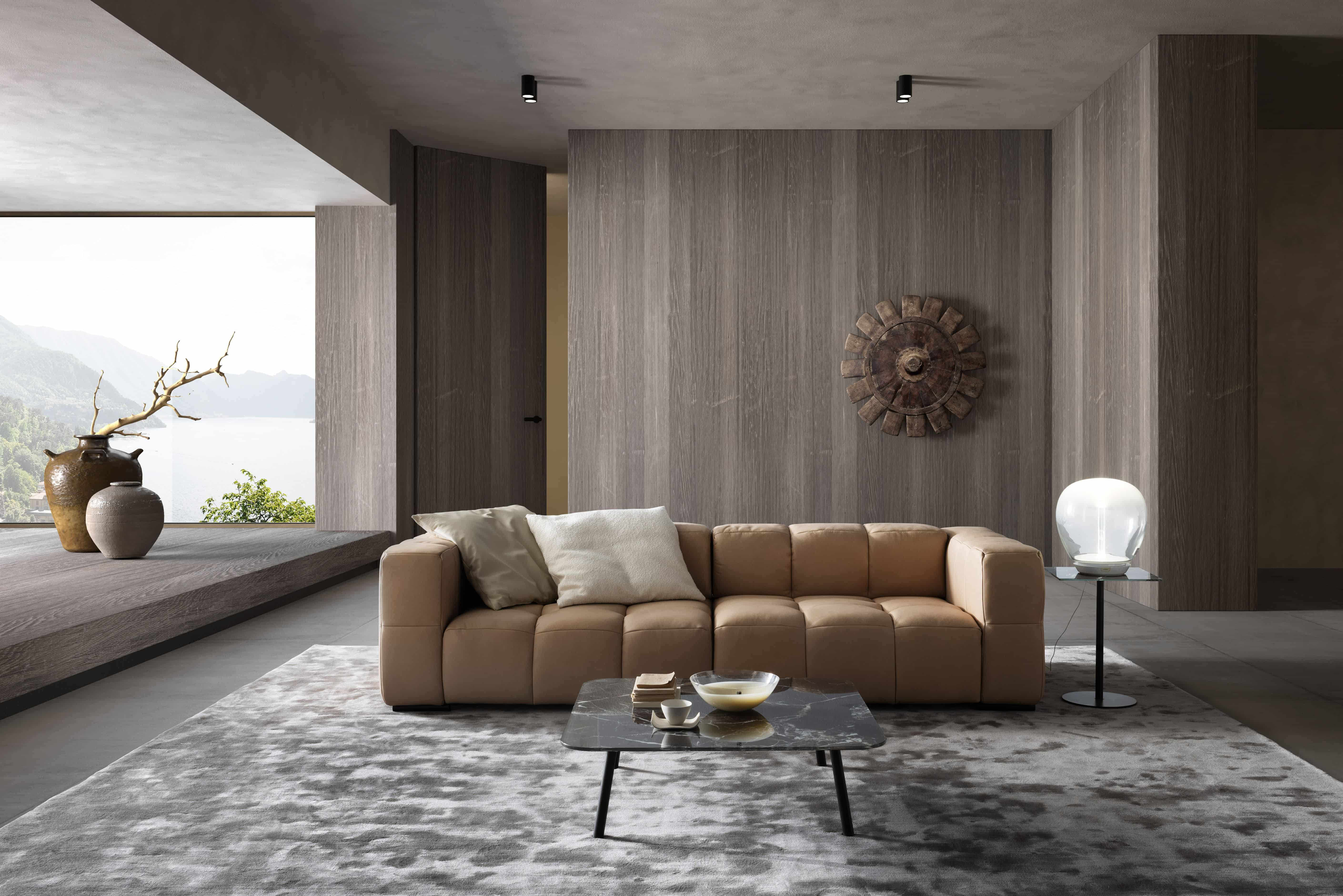 Echtleder Bigsofa Lucy – designwerk Retro-Eleganz mit Sitztiefenverstellung