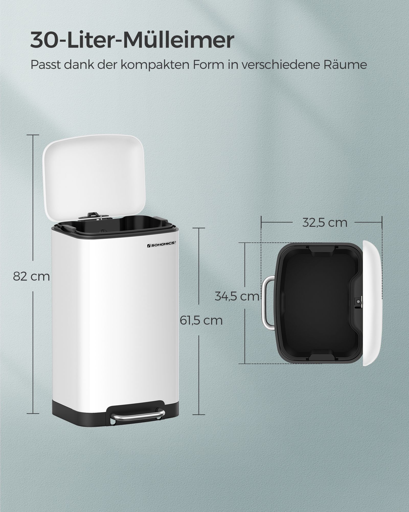 Mülleimer 30 L Weiß-LTB01W Mülleimer 30 L Weiß-LTB01W