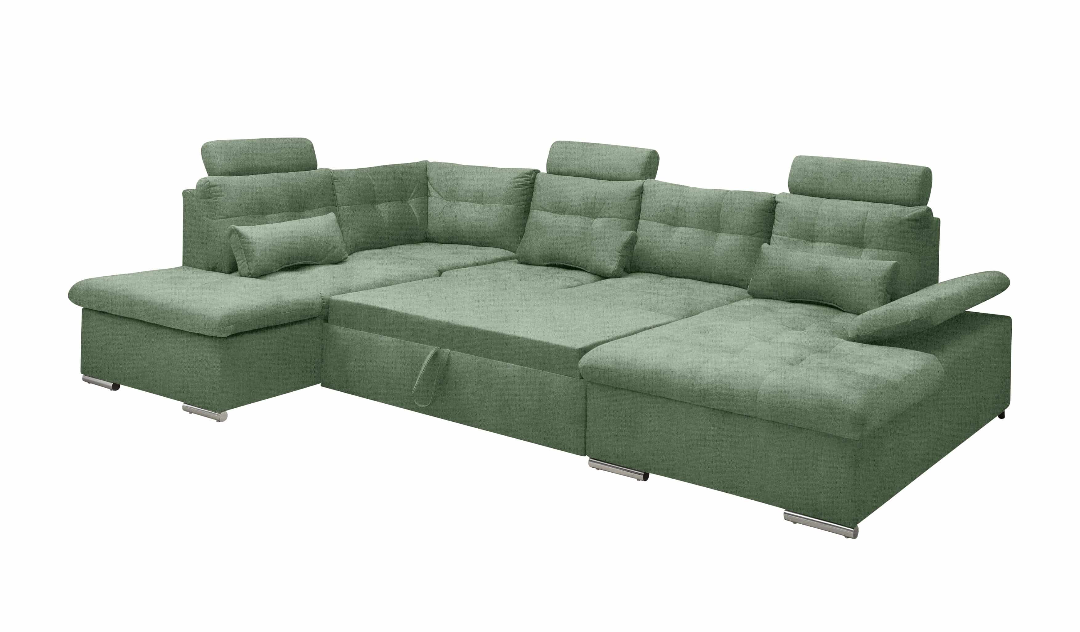 Sofa Grün mit Schlaffunktion und Bettkasten - Medan XXL Sofa Grün mit Schlaffunktion und Bettkasten - Medan XXL
