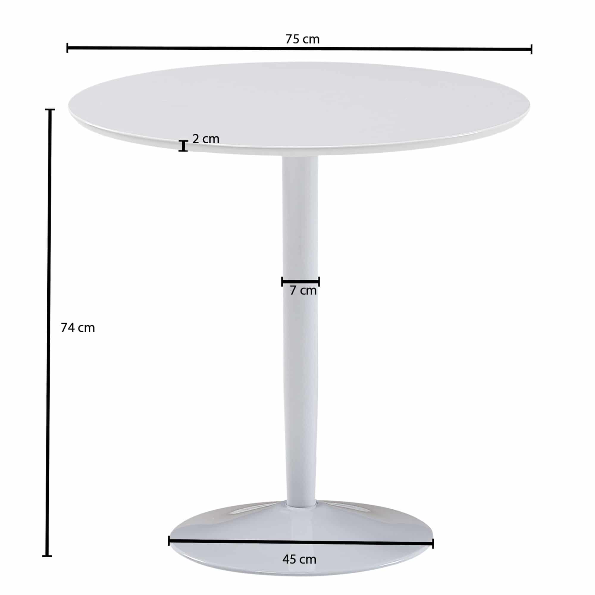 Esstisch Rund 75x75x74 cm Kleiner Küchentisch Weiß Hochglanz Esstisch Rund 75x75x74 cm Kleiner Küchentisch Weiß Hochglanz