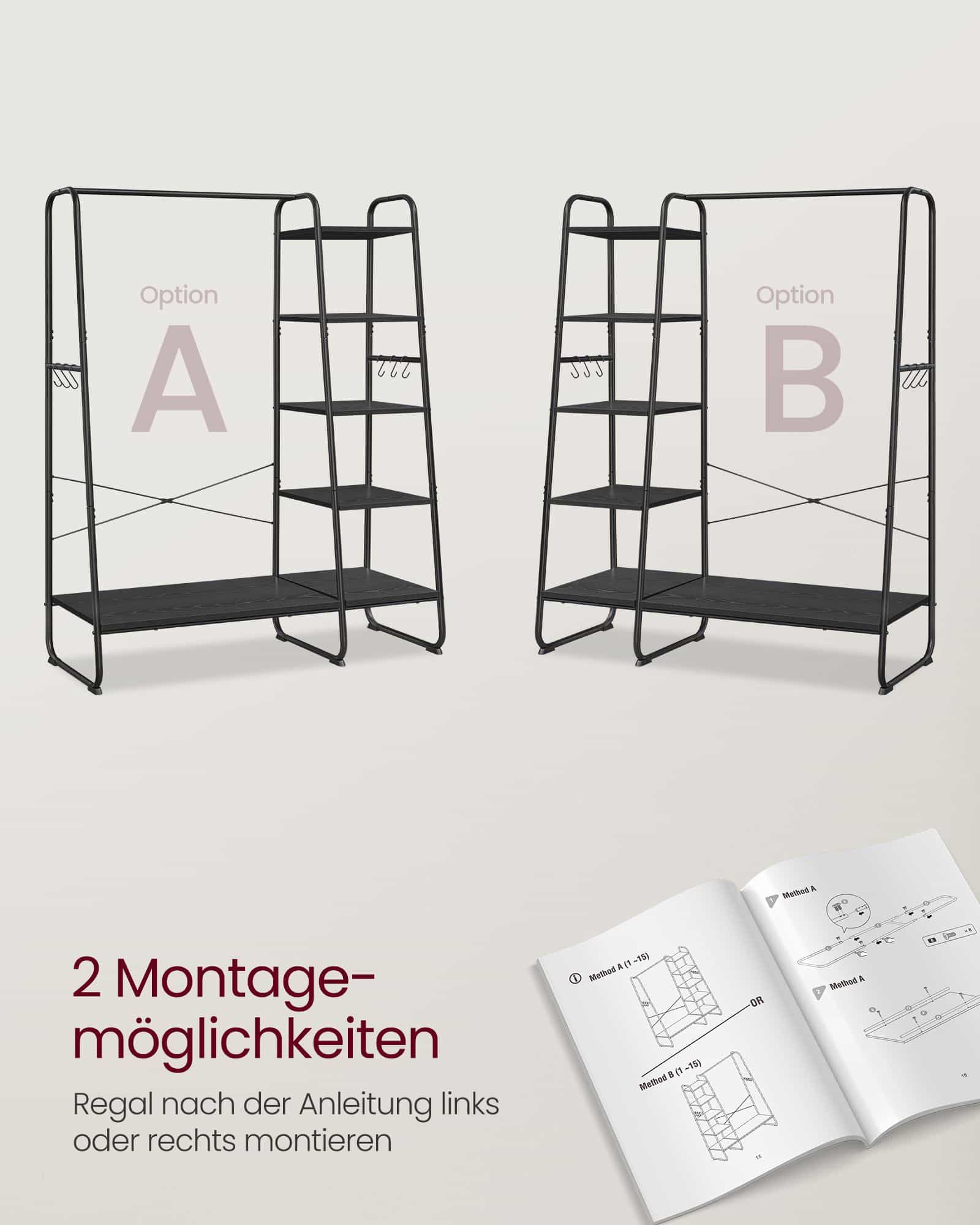 Kleiderständer mit 6 Haken ebenholzschwarz-mattschwarz Kleiderständer mit 6 Haken ebenholzschwarz-mattschwarz