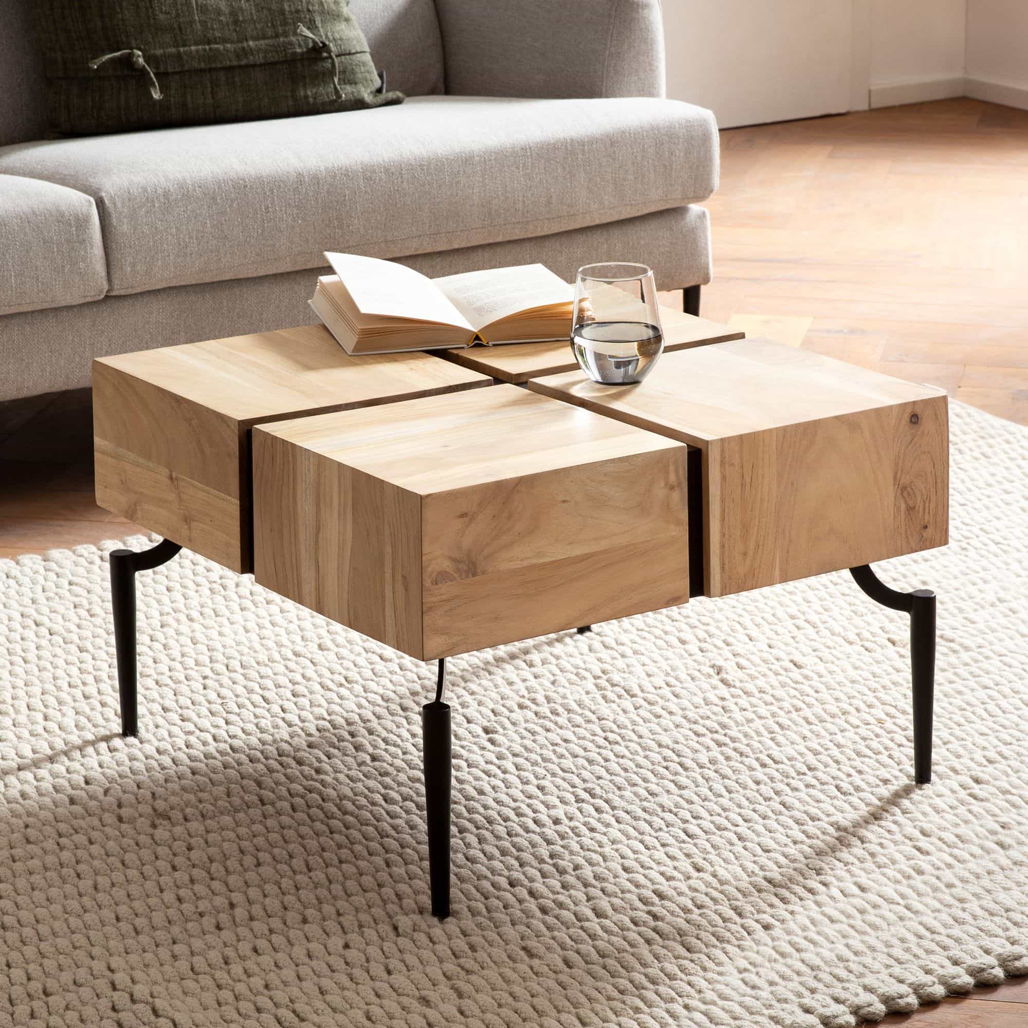 Wohnling Couchtisch 60 cm – Akazie-Massivholz & Metallgestell Wohnling Couchtisch 60 cm – Akazie-Massivholz & Metallgestell