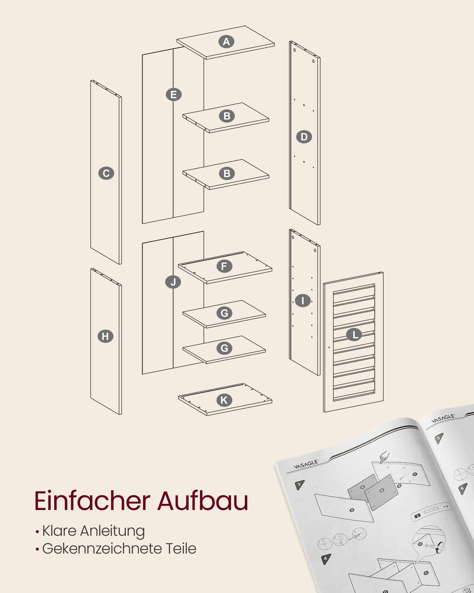 Hochschrank mit 3 offenen Fächern