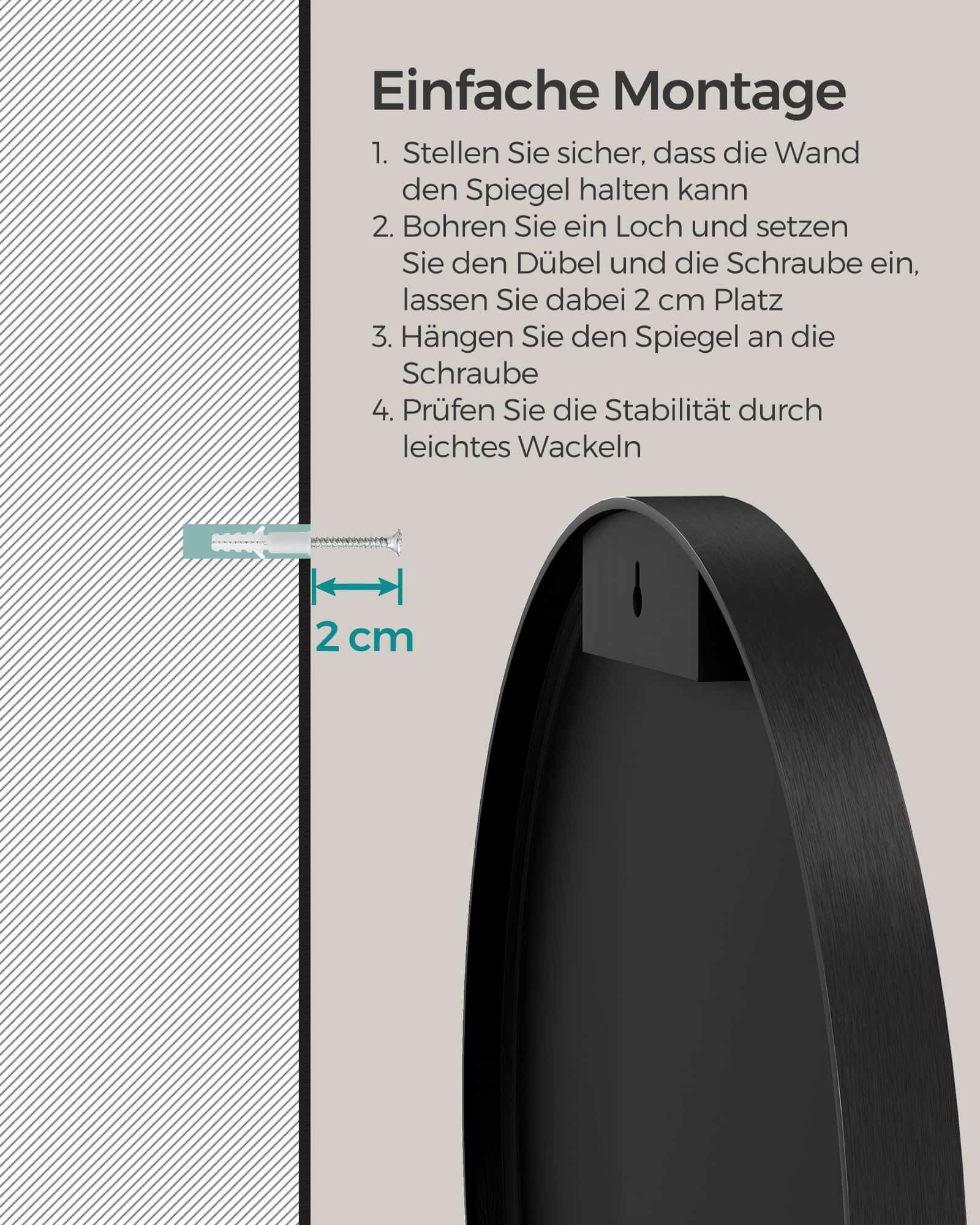 Ø 50 cm Badezimmerspiegel mit Metallrahmen-LWM101B01 Ø 50 cm Badezimmerspiegel mit Metallrahmen-LWM101B01