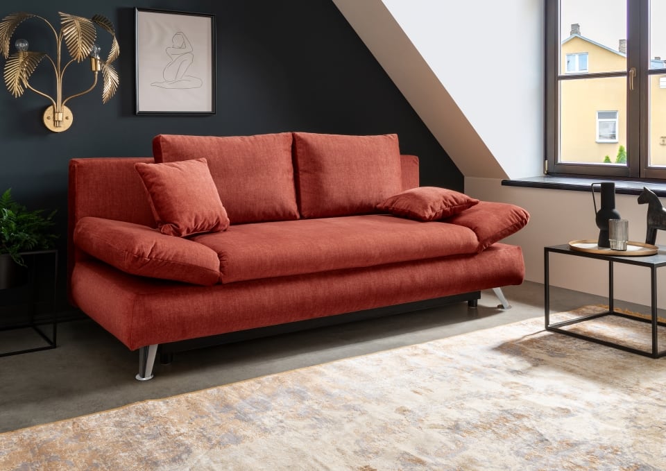 Benformato_Dale_2FAFBK_9406_F06-1 Lebendige Eleganz: Benformato Sofa Dale in strahlendem Tessuto Koralle