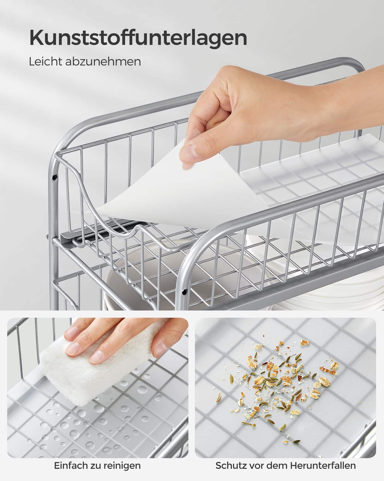 Küchenschrank Organizer 2er Set metallisches Silber-KCS017E02 Küchenschrank Organizer 2er Set metallisches Silber-KCS017E02