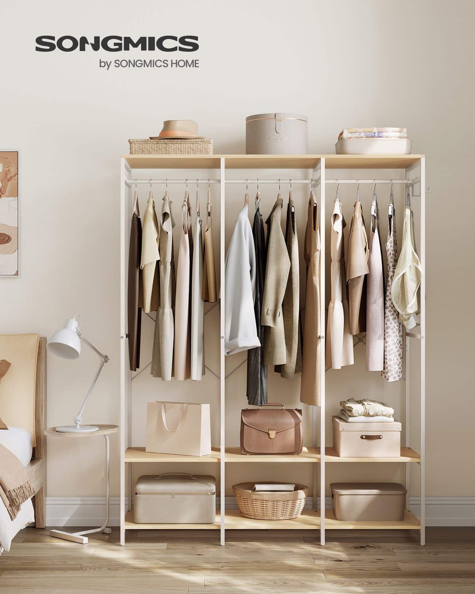 Kleiderschrank offen mit Kleiderstange naturbeige Kleiderschrank offen mit Kleiderstange naturbeige