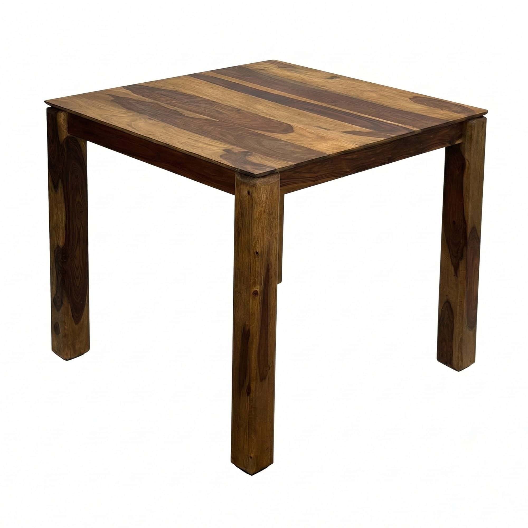 Esstisch Massivholz Sheesham 80x80 cm Dunkelbraun - Quadratischer Esszimmertisch Holz - Küchentisch modern für 4 Personen - Stabiler Holztisch - Tisch für Esszimmer Bistrotisch Handmade