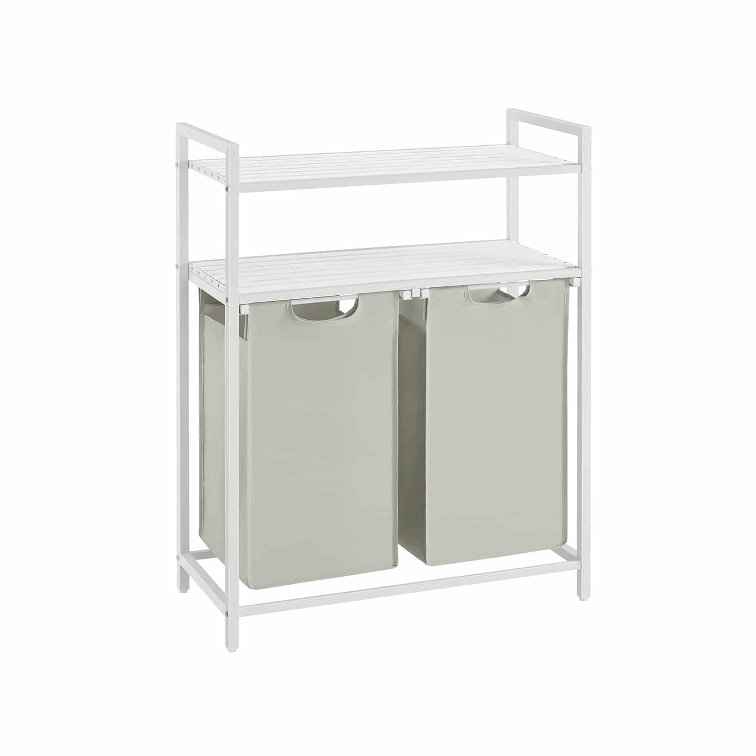 Wäschekorb 2 x 46 L mit 2 Ablagen weiß
