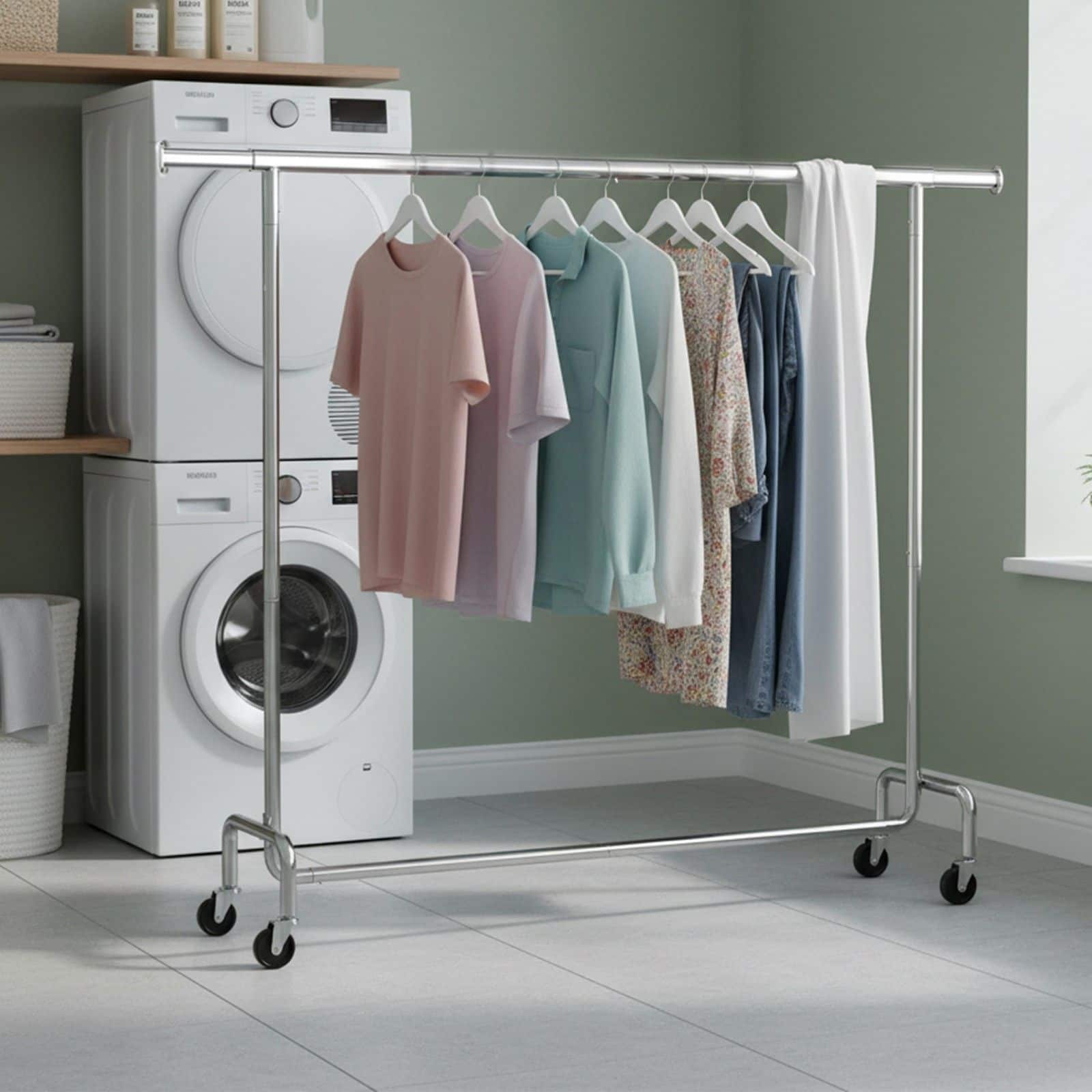 Kleiderständer auf Rollen, ausziehbare Kleiderstange, bis 110 kg belastbar