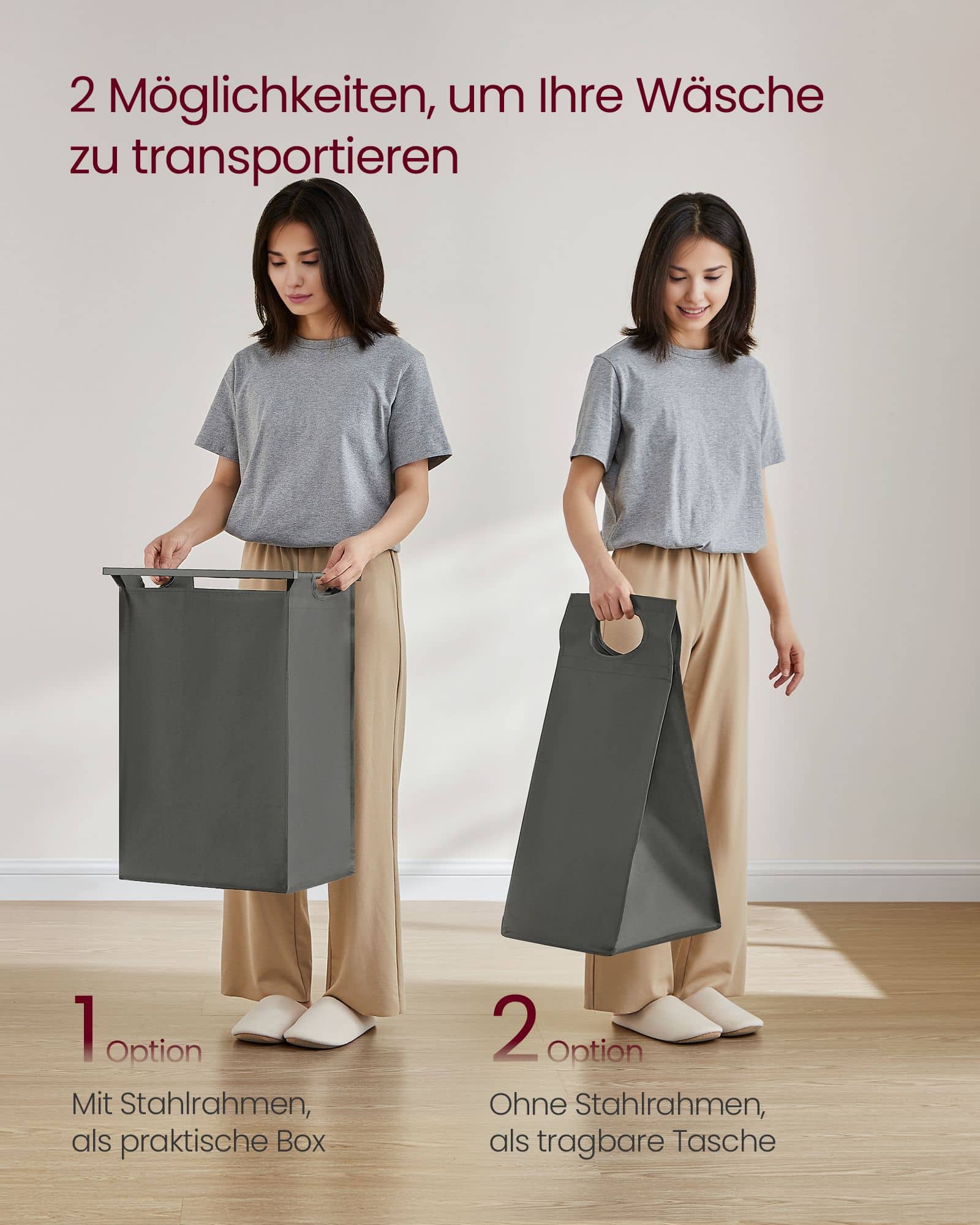 Wäschekorb mit Ablage schiefergrau-anthrazitgrau