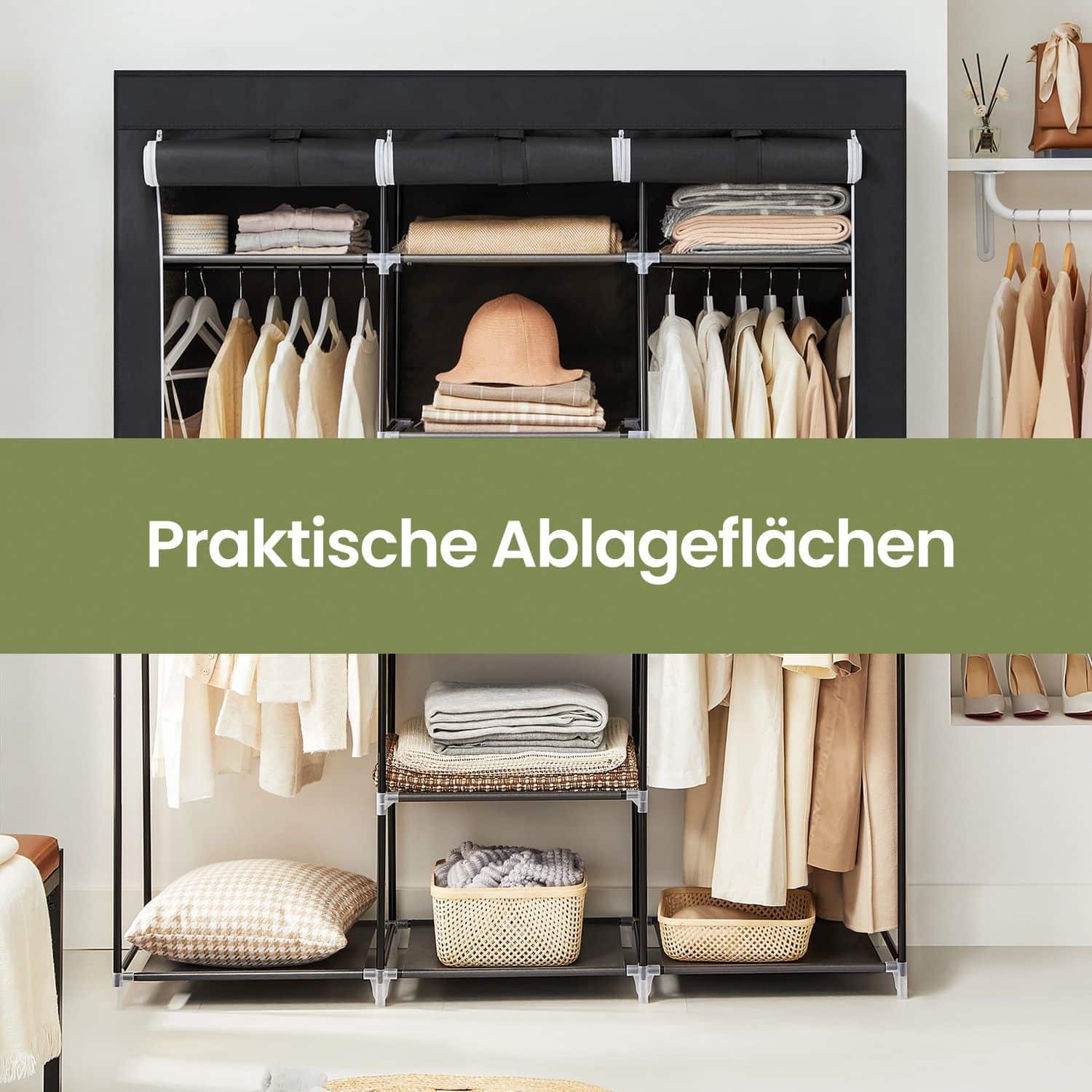 Stoffschrank 175 x 150 cm Schwarz Stoffschrank 175 x 150 cm Schwarz