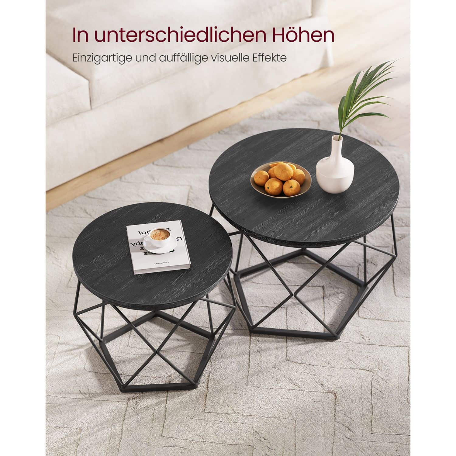 Couchtisch-Set schwarz 2 Stück-B34LET040B22 Couchtisch-Set schwarz 2 Stück-B34LET040B22