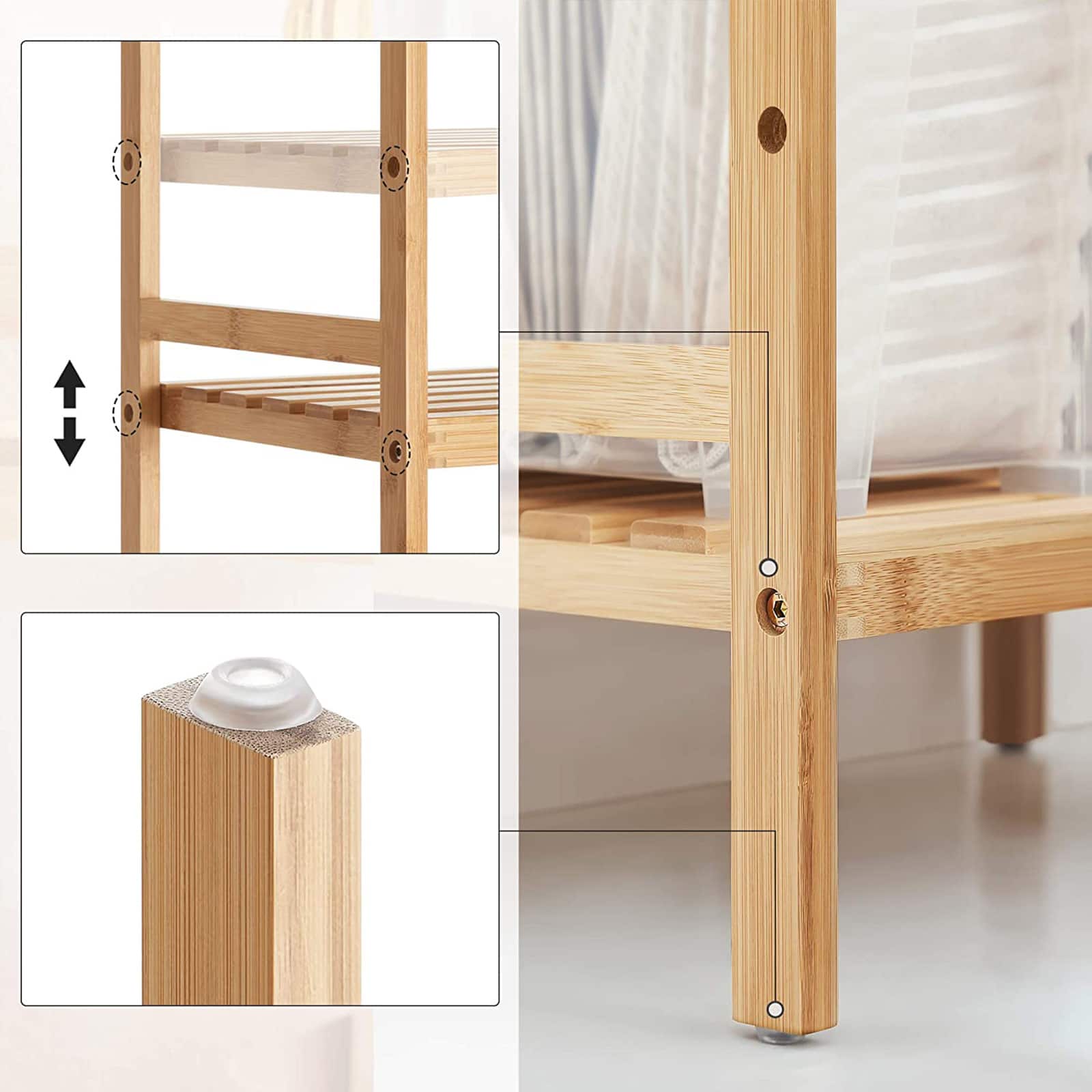 Bambusregal mit 3 Ebenen Naturfarbe-BCB073N01 Bambusregal mit 3 Ebenen Naturfarbe-BCB073N01