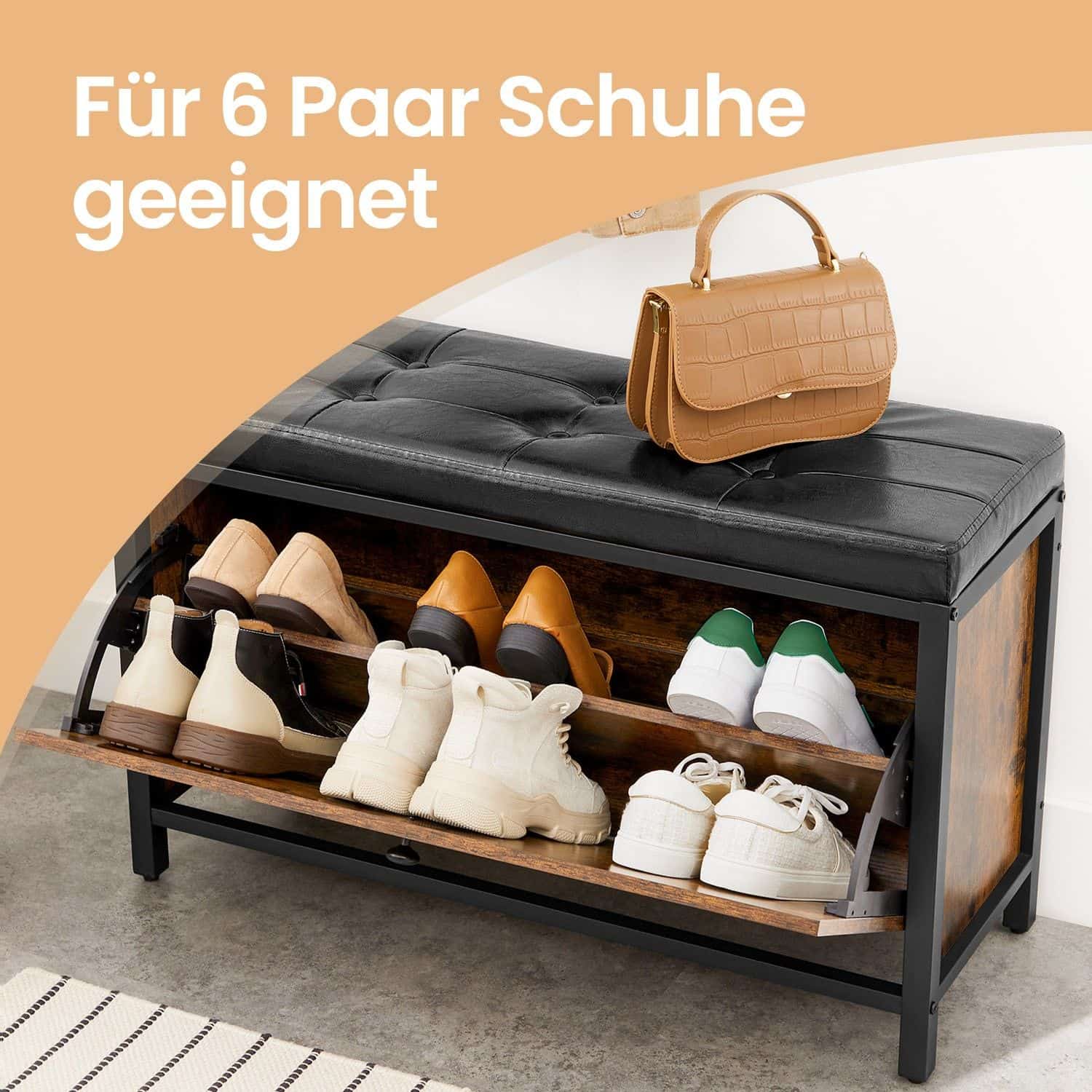 Schuhbank vintagebraun-schwarz Schuhbank vintagebraun-schwarz