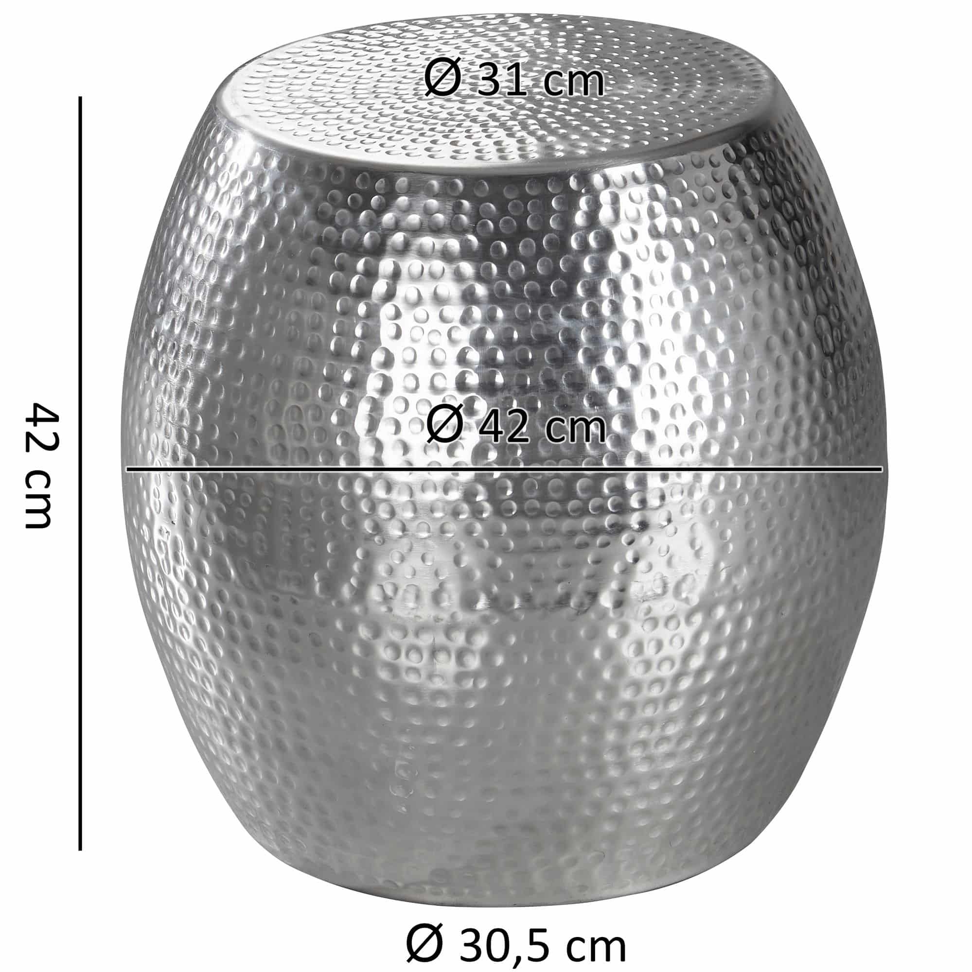 Beistelltisch 42 x 42 x 42 cm Aluminium Silber Dekotisch Orientalisch Rund Beistelltisch 42 x 42 x 42 cm Aluminium Silber Dekotisch Orientalisch Rund