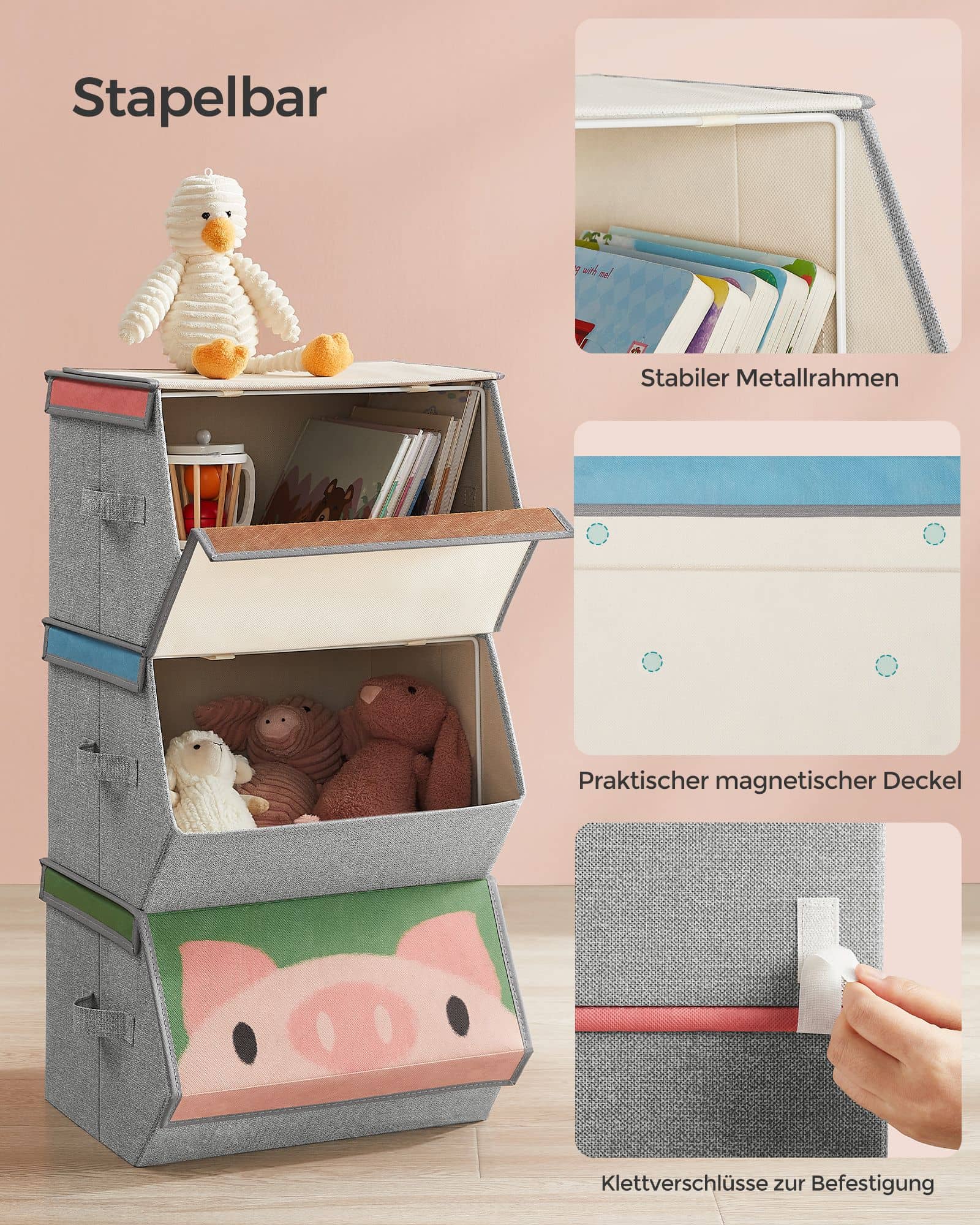 "Aufbewahrungsboxen 3er Set Panda-, Bär-, Schwein- Motive"-RFB760P02 "Aufbewahrungsboxen 3er Set Panda-, Bär-, Schwein- Motive"-RFB760P02