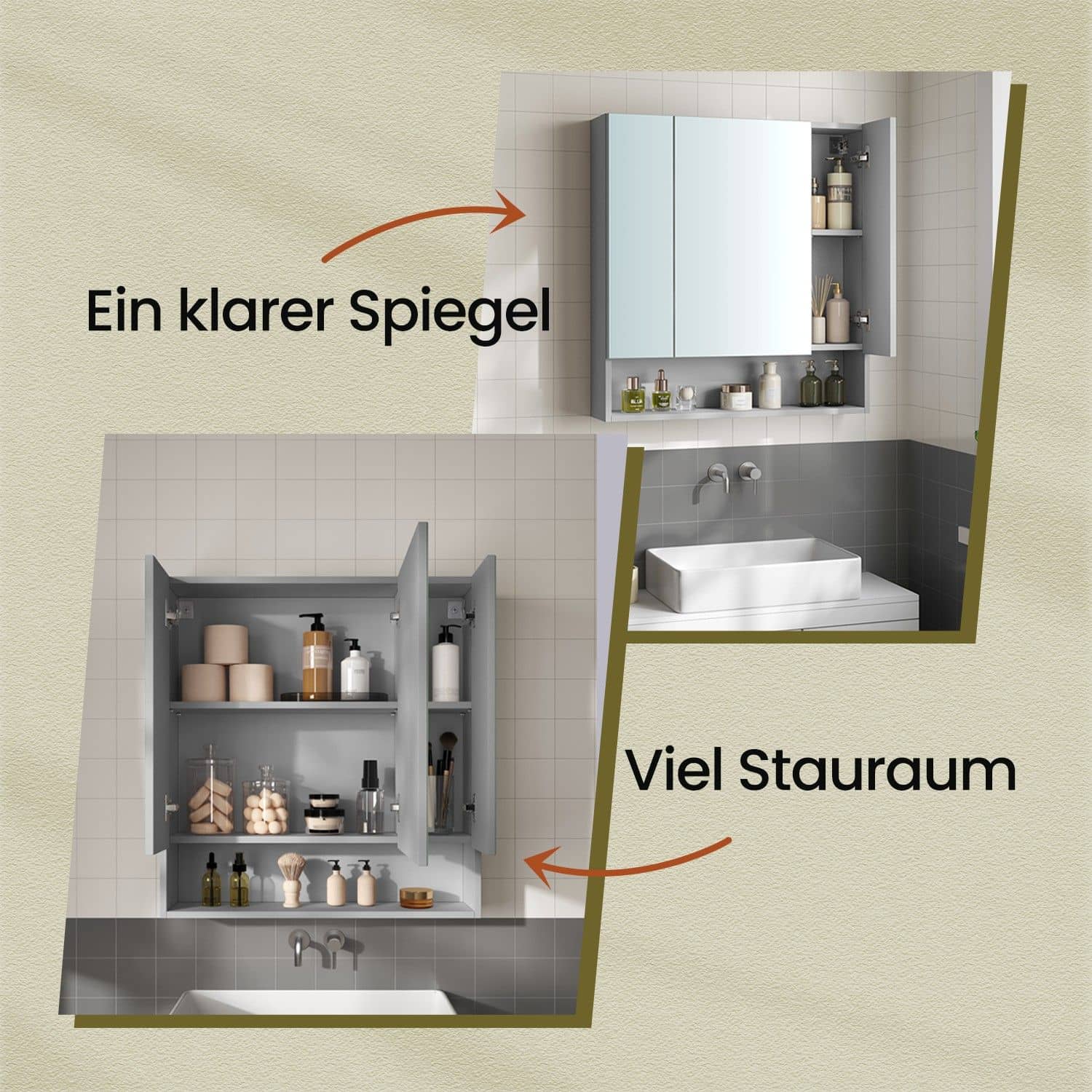 Badezimmerschrank mit 3 Türen, Badschrank, Spiegelschrank Badezimmerschrank mit 3 Türen, Badschrank, Spiegelschrank