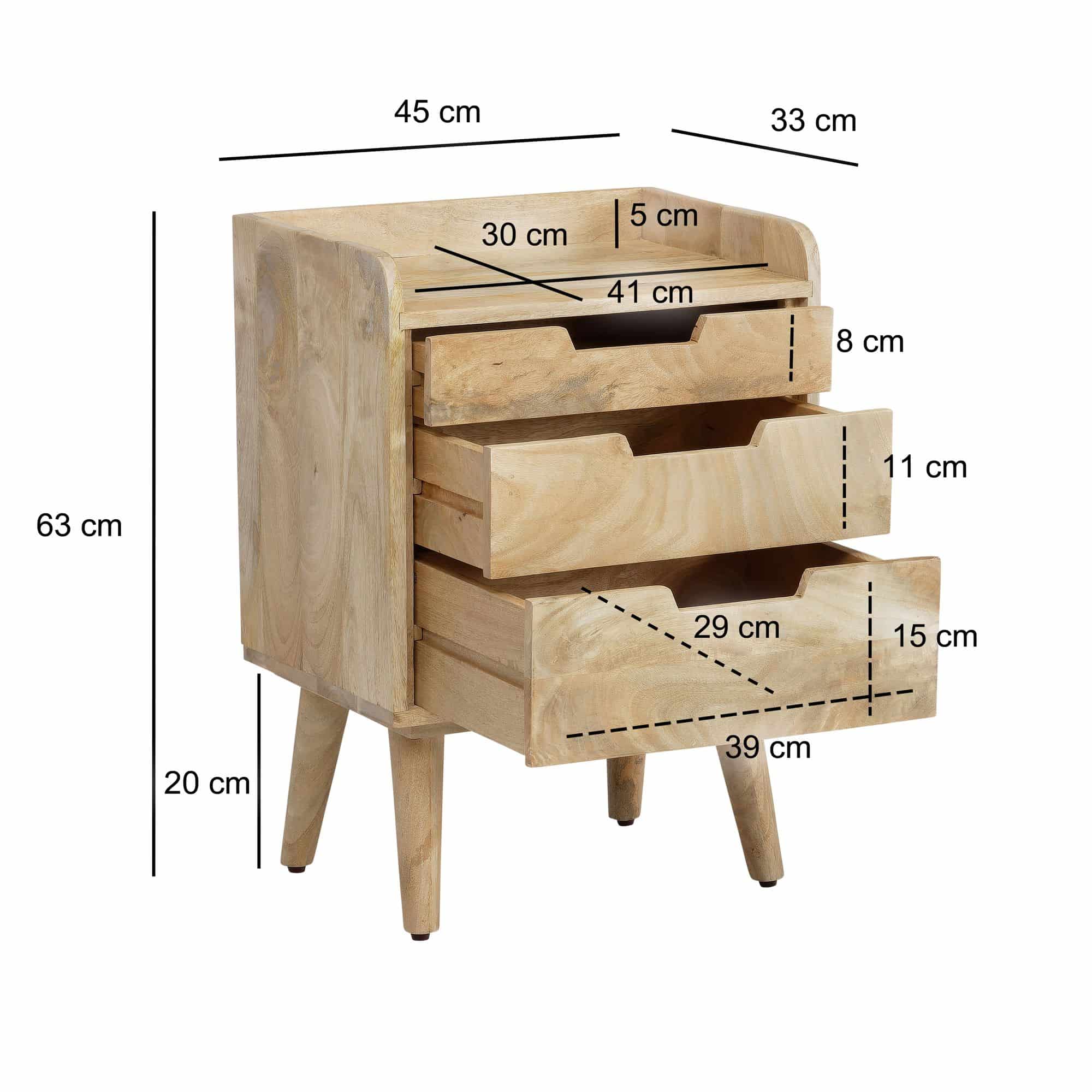 Nachttisch Mango Massivholz Hellbraun 45x33x63 cm Nachtschrank Boxspringbett Nachttisch Mango Massivholz Hellbraun 45x33x63 cm Nachtschrank Boxspringbett