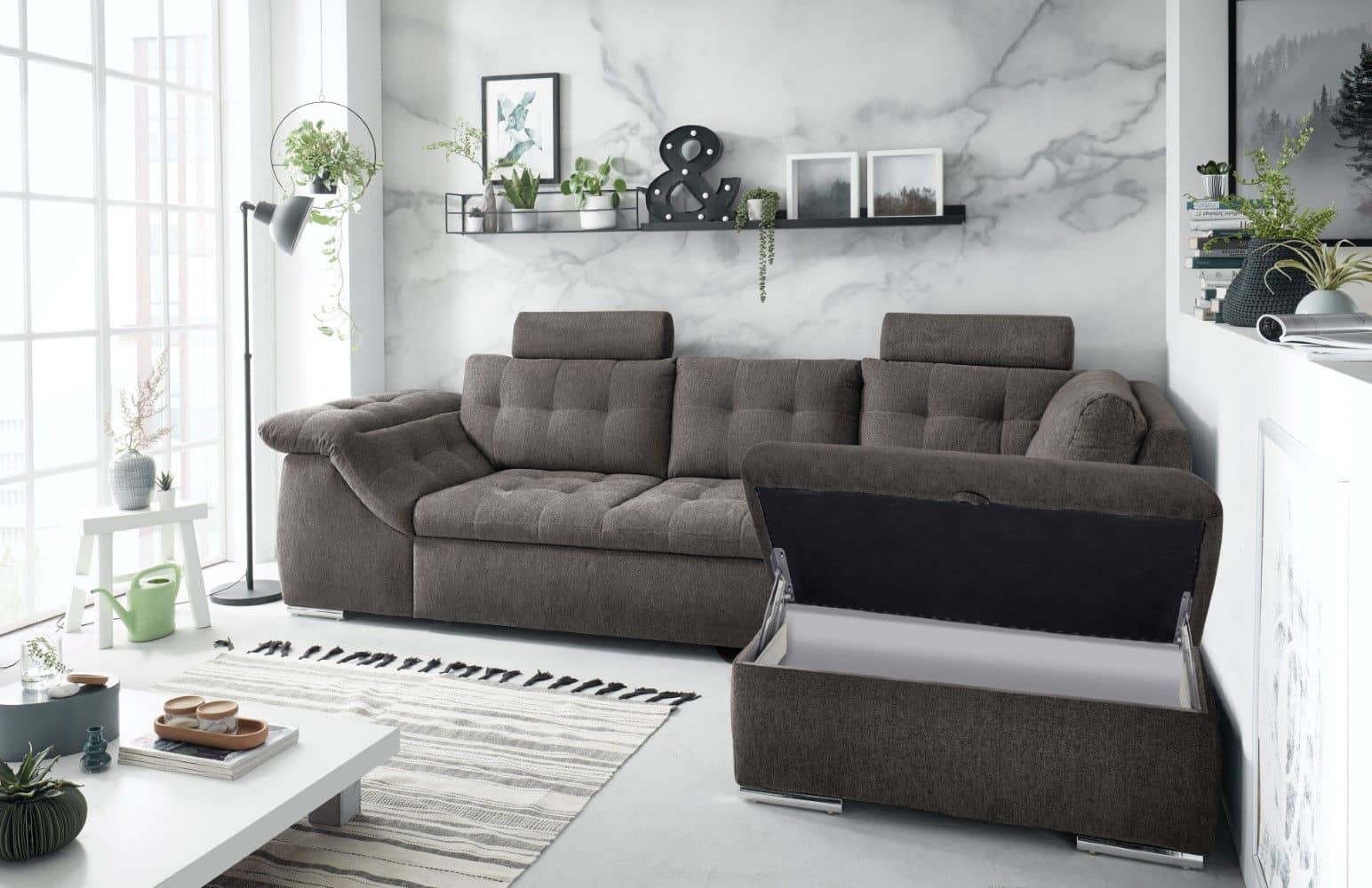 ED Exciting Design Ecksofa Oman mit Schlaffunktion & Bettkasten