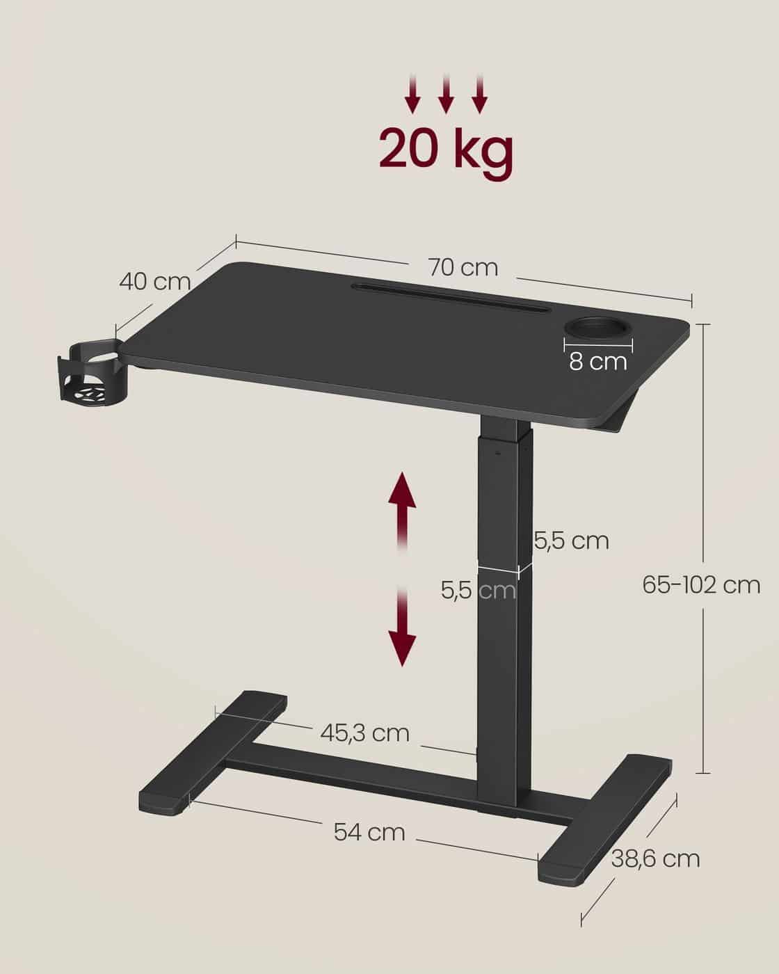 Mobiler Beistelltisch mit Rollen und Getränkehaltern Tintenschwarz