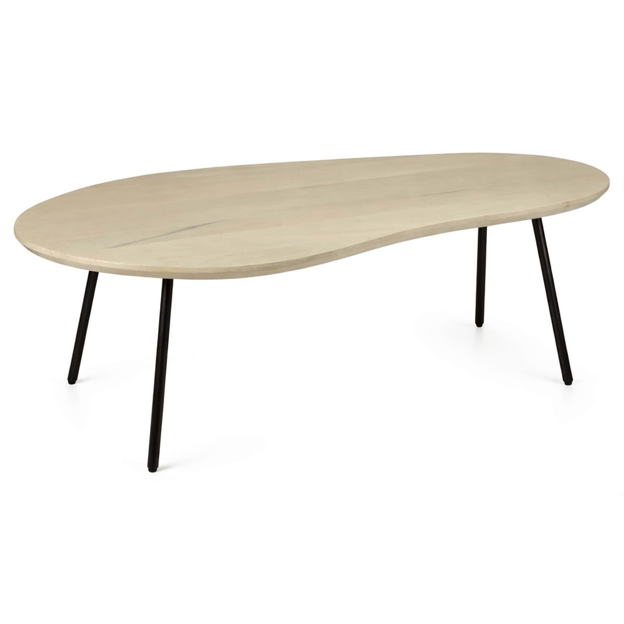 Couchtisch Nierenform Mango Massivholz white wash 122 cm - Wohnzimmertisch Holz - Sofatisch Retro - Beistelltisch Metall Gestell - Design Tisch Handmade Couchtisch Nierenform Mango Massivholz white wash 122 cm - Wohnzimmertisch Holz - Sofatisch Retro - Beistelltisch Metall Gestell - Design Tisch Handmade