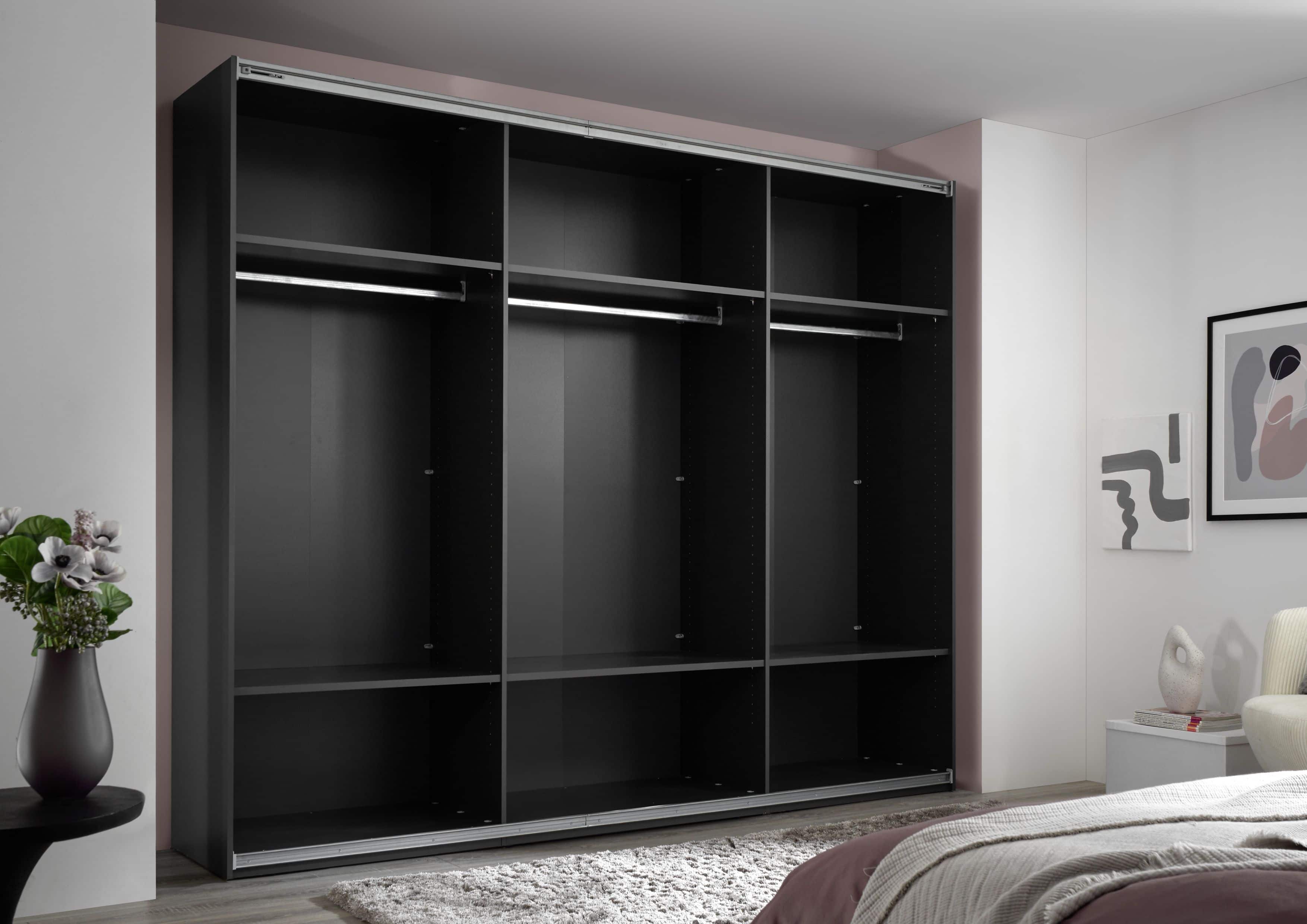 Kleiderschrank Minda mit Glastüren graphit - viel Stauraum & edles Design für Ihr Schlafzimmer Kleiderschrank Minda mit Glastüren graphit - viel Stauraum & edles Design für Ihr Schlafzimmer
