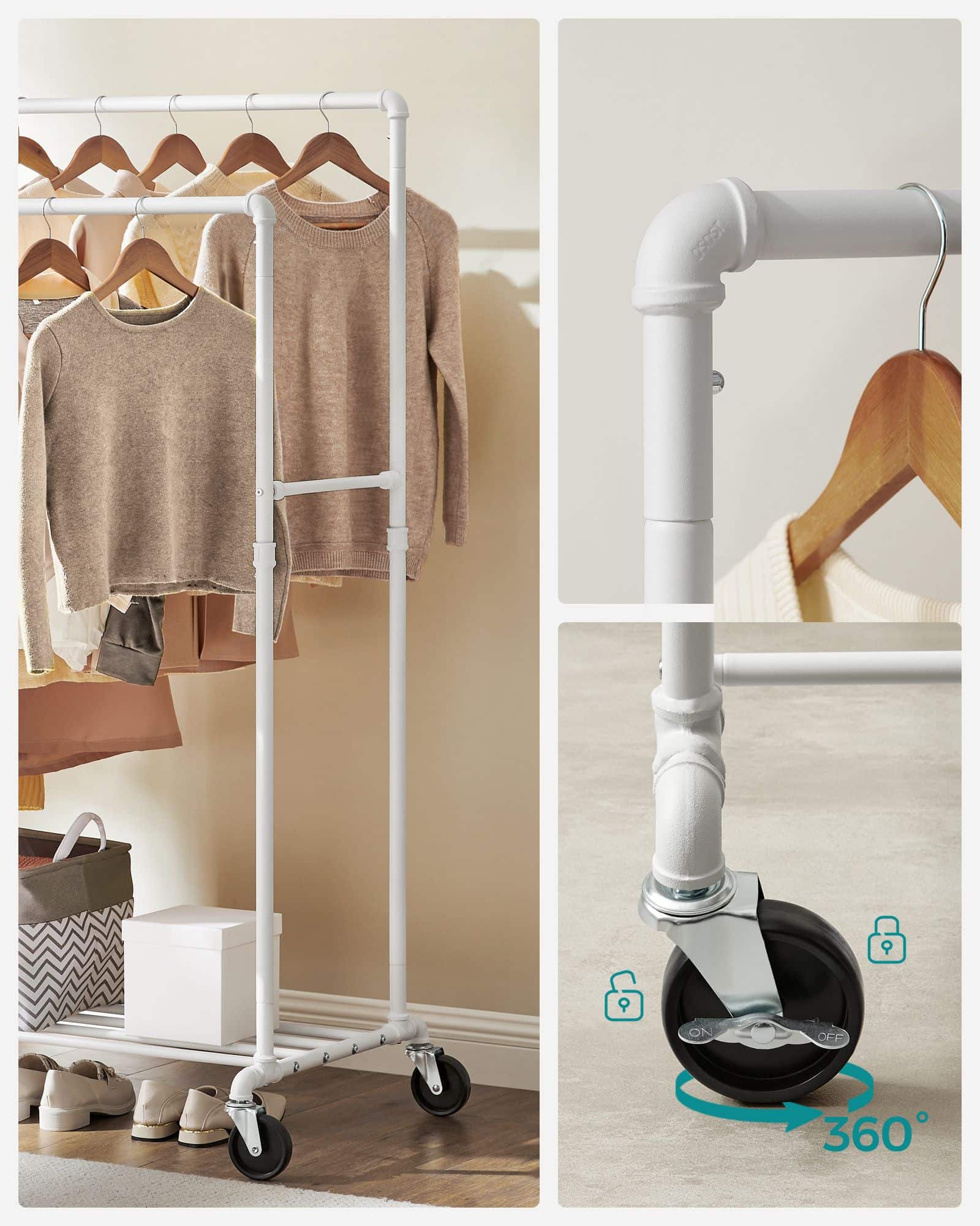 Kleiderständer mit 2 Stangen-HSR060W01 Kleiderständer mit 2 Stangen-HSR060W01