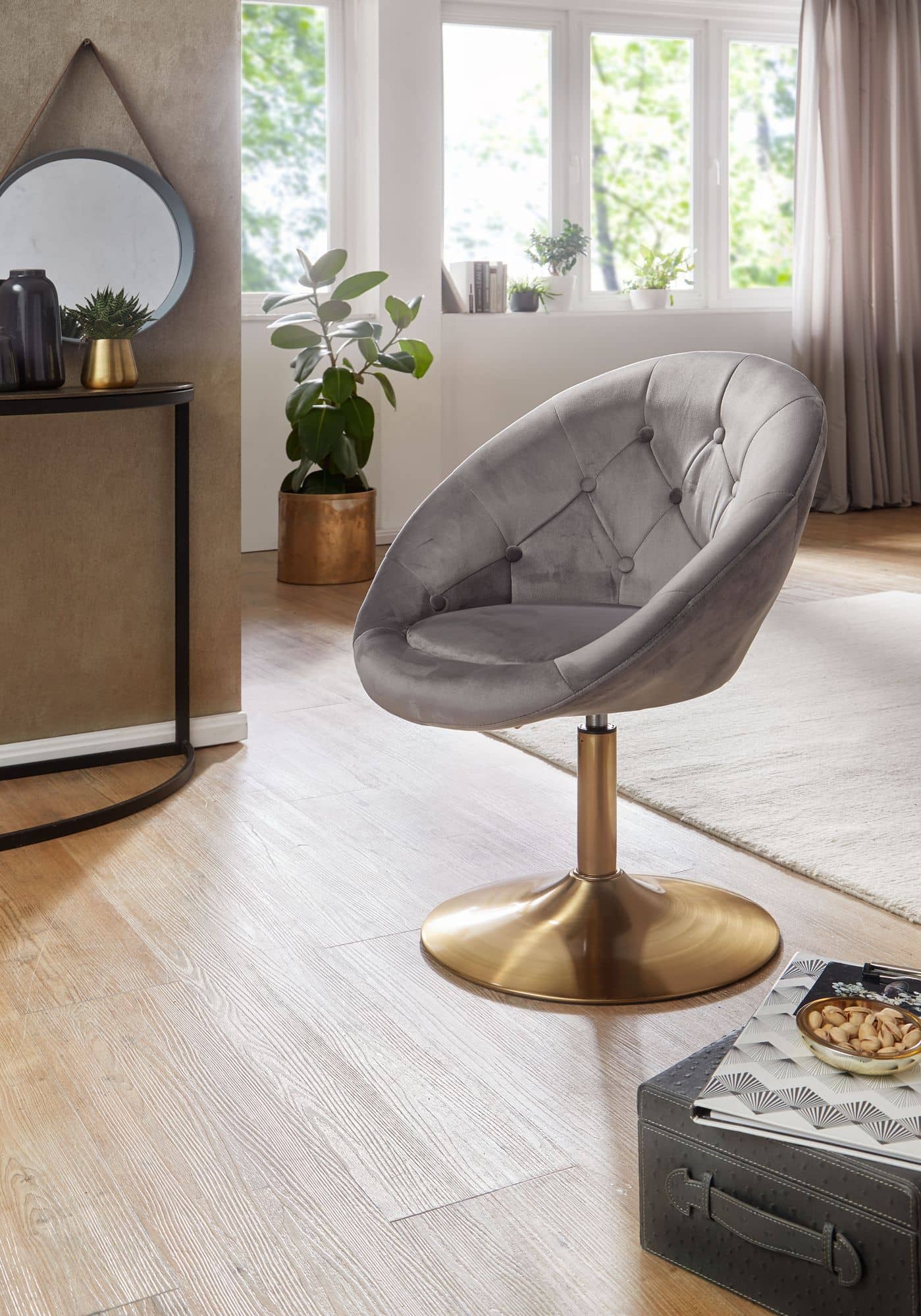57485-Wohnling-Loungesessel-Samt-Grau-WL6-299-WL6-299_2 Gemütlich und Chic: Chesterfield Loungesessel in Grau und Gold