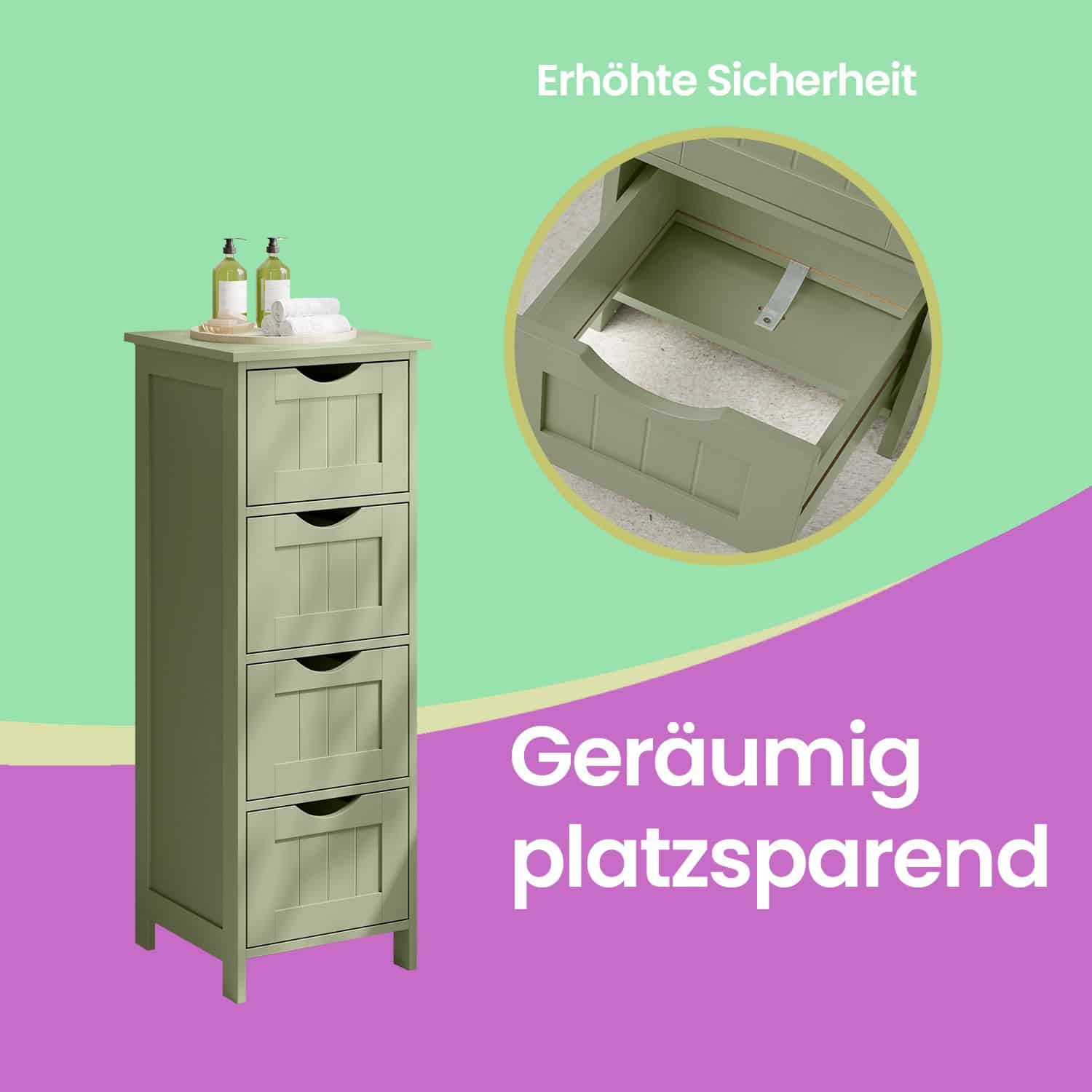 Badezimmerschrank, Badschrank, Beistellschrank mit 4 Schubladen Badezimmerschrank, Badschrank, Beistellschrank mit 4 Schubladen